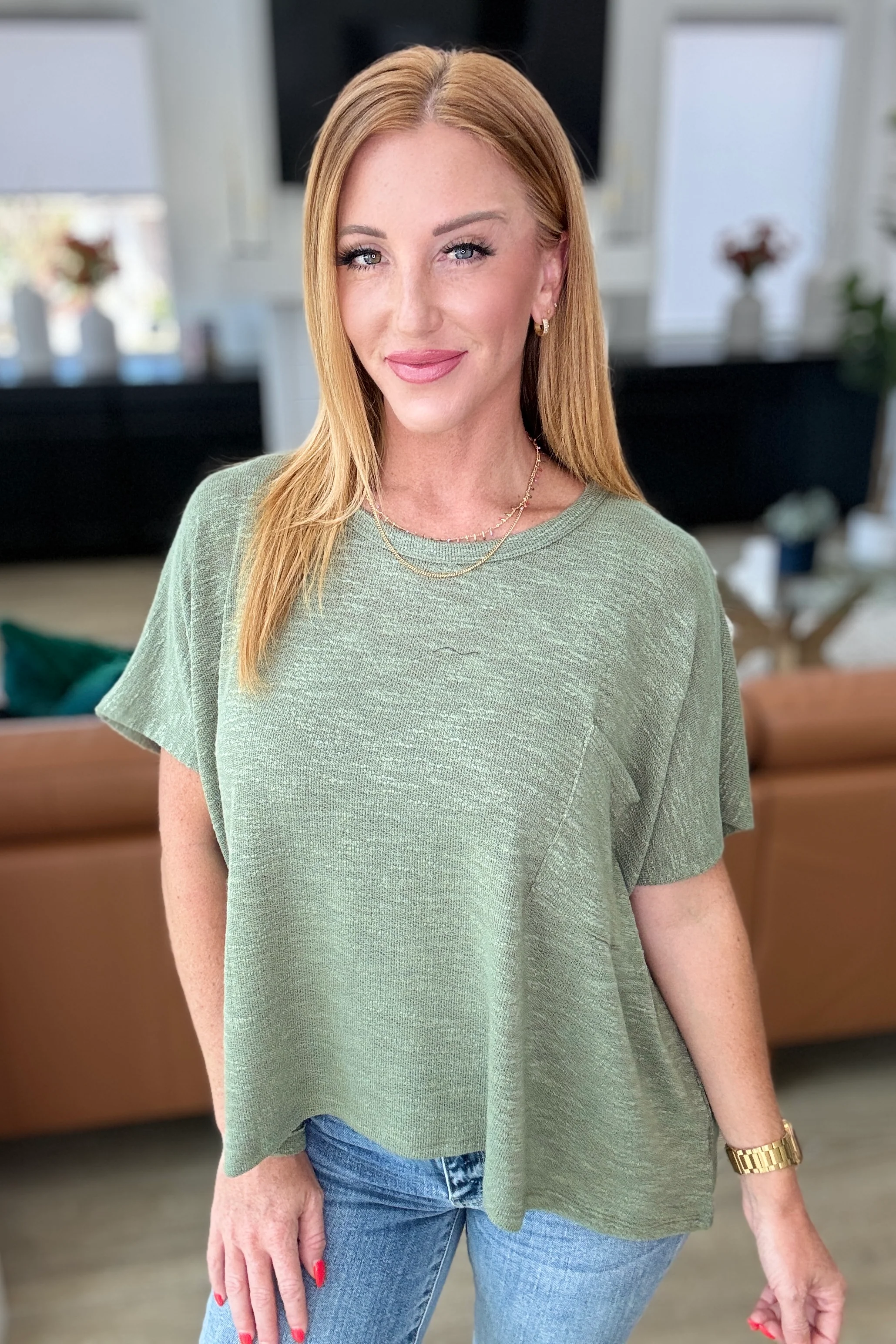Let Light be Light Drop Shoulder Oversized Tee in Light Olive - 8/28/2024 - Image 5