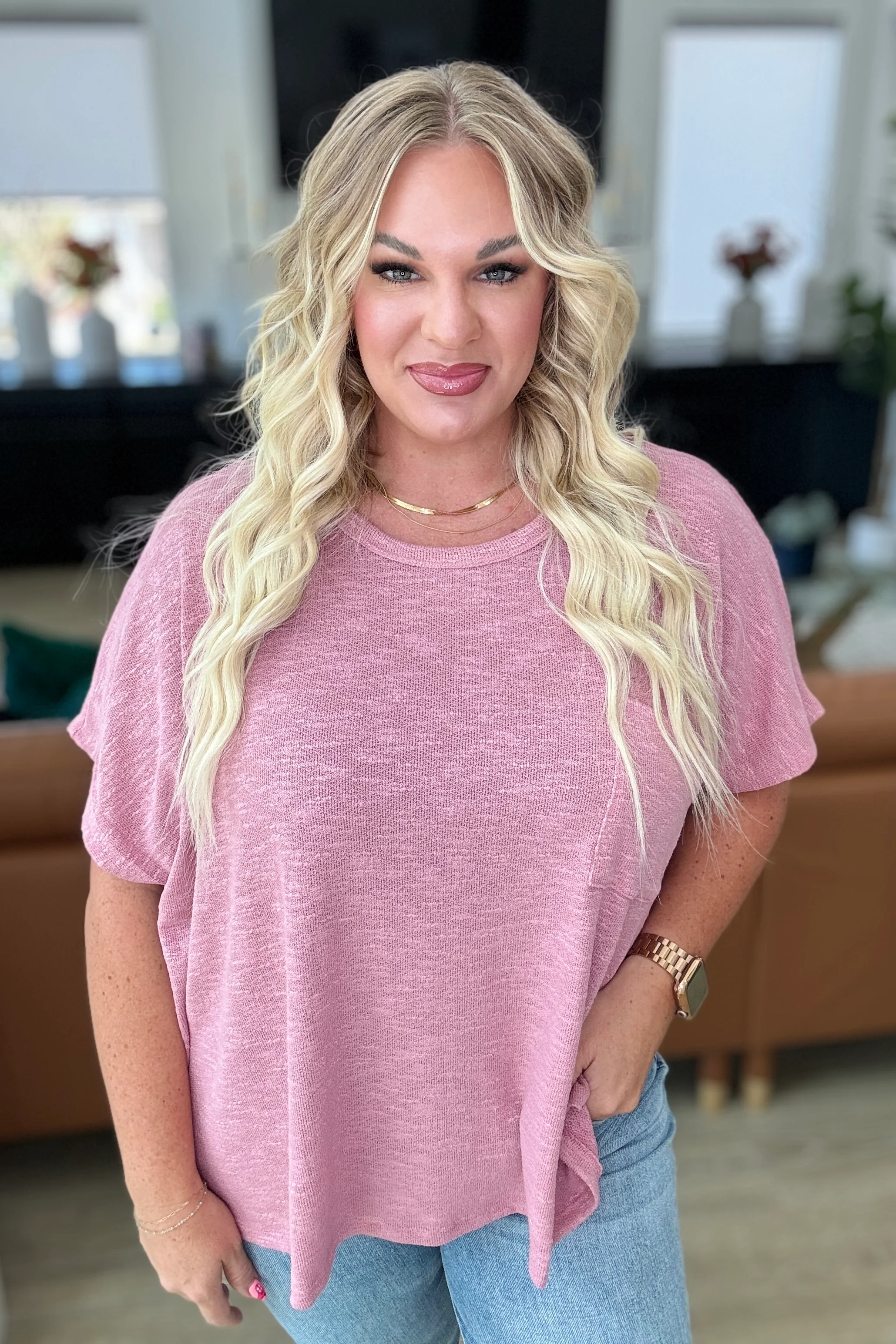 Let Light be Light Drop Shoulder Oversized Tee in Light Rose - 8/28/2024 - Image 2