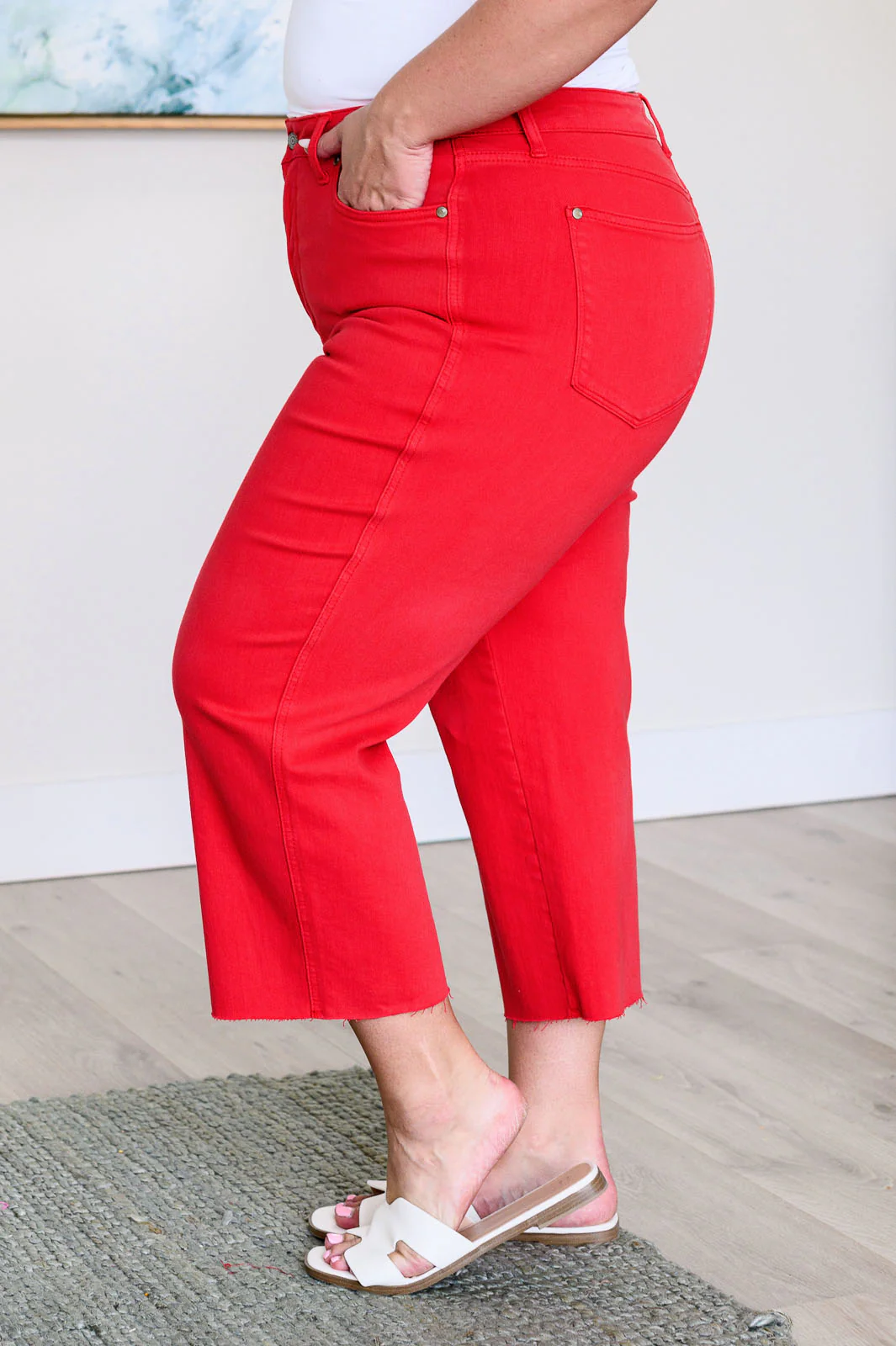 Lisa High Rise Control Top Wide Leg Crop Jeans in Red - 3/27/2024 - Image 5