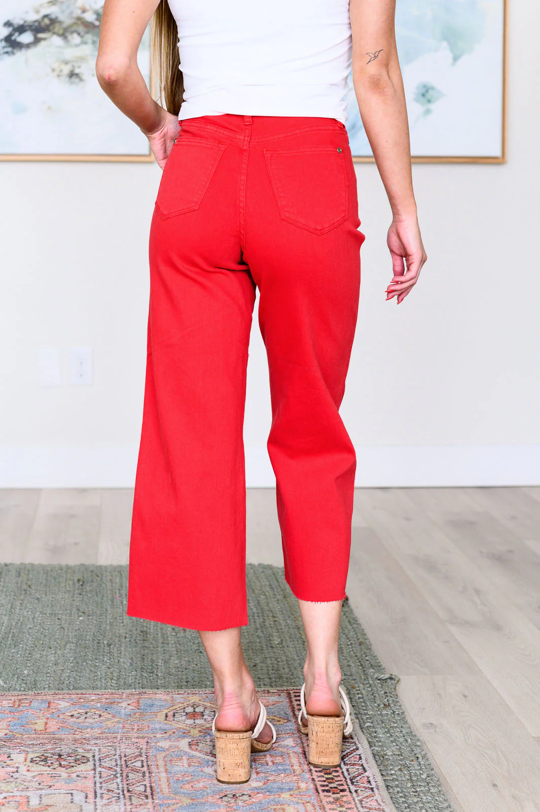 Lisa High Rise Control Top Wide Leg Crop Jeans in Red - 3/27/2024 - Image 8