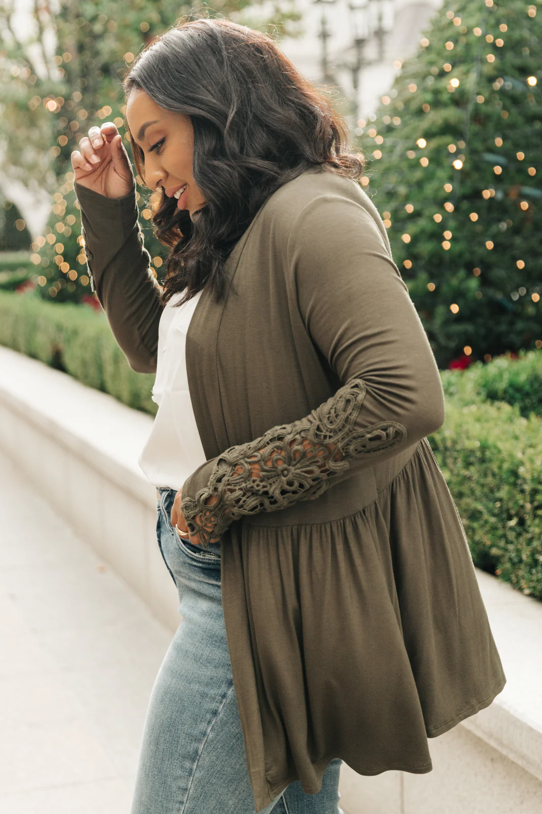 Little Bit Of Lace Cardigan In Olive - 12/7/2021 - Image 11
