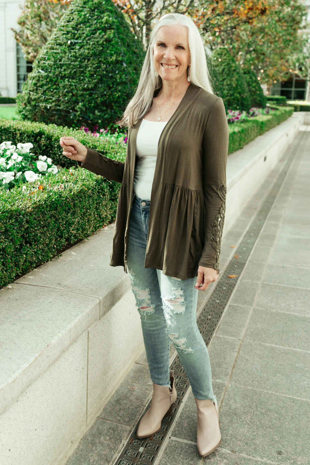 Little Bit Of Lace Cardigan In Olive - 12/7/2021 - Image 7
