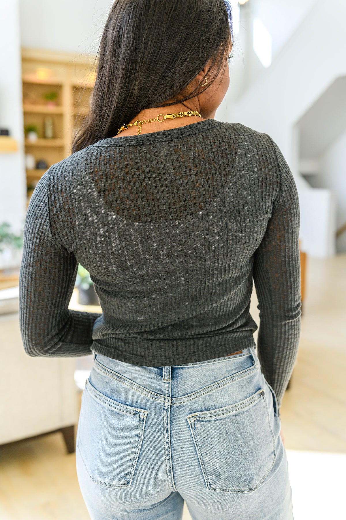 Little Talks Ribbed Long Sleeve Top in Charcoal - 3/23/2023 - Image 8