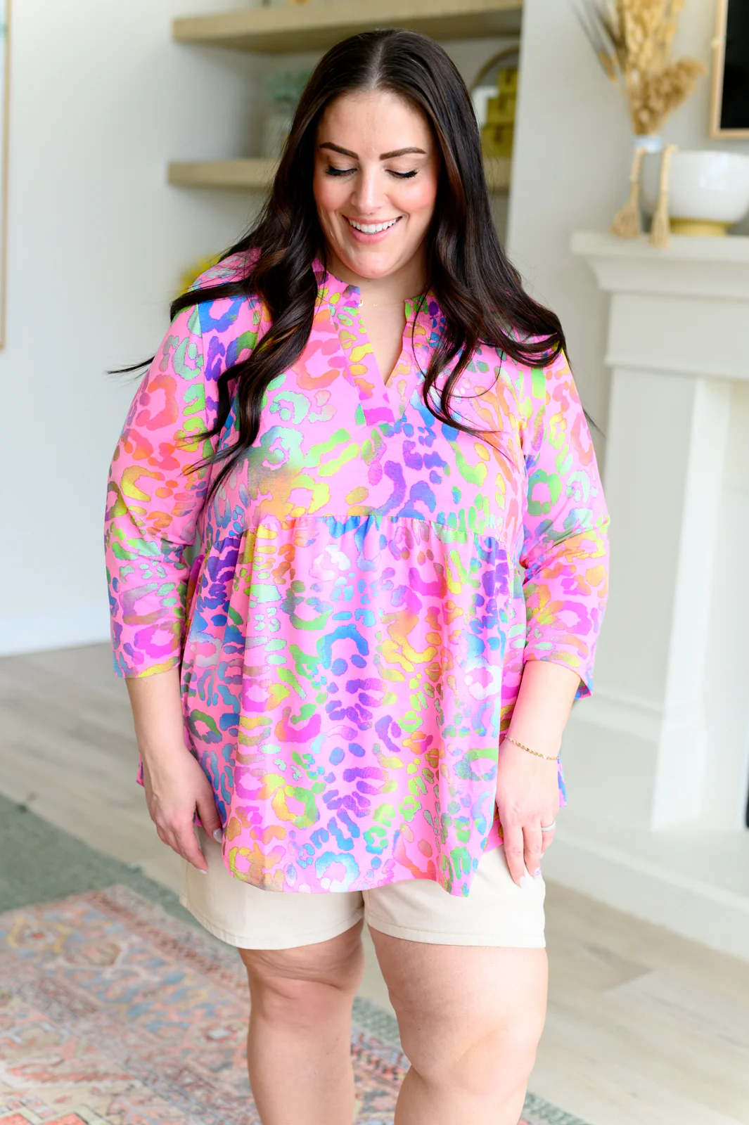 Lizzy Babydoll Top in Blush Rainbow Leopard - 4/12/2024 - Image 4