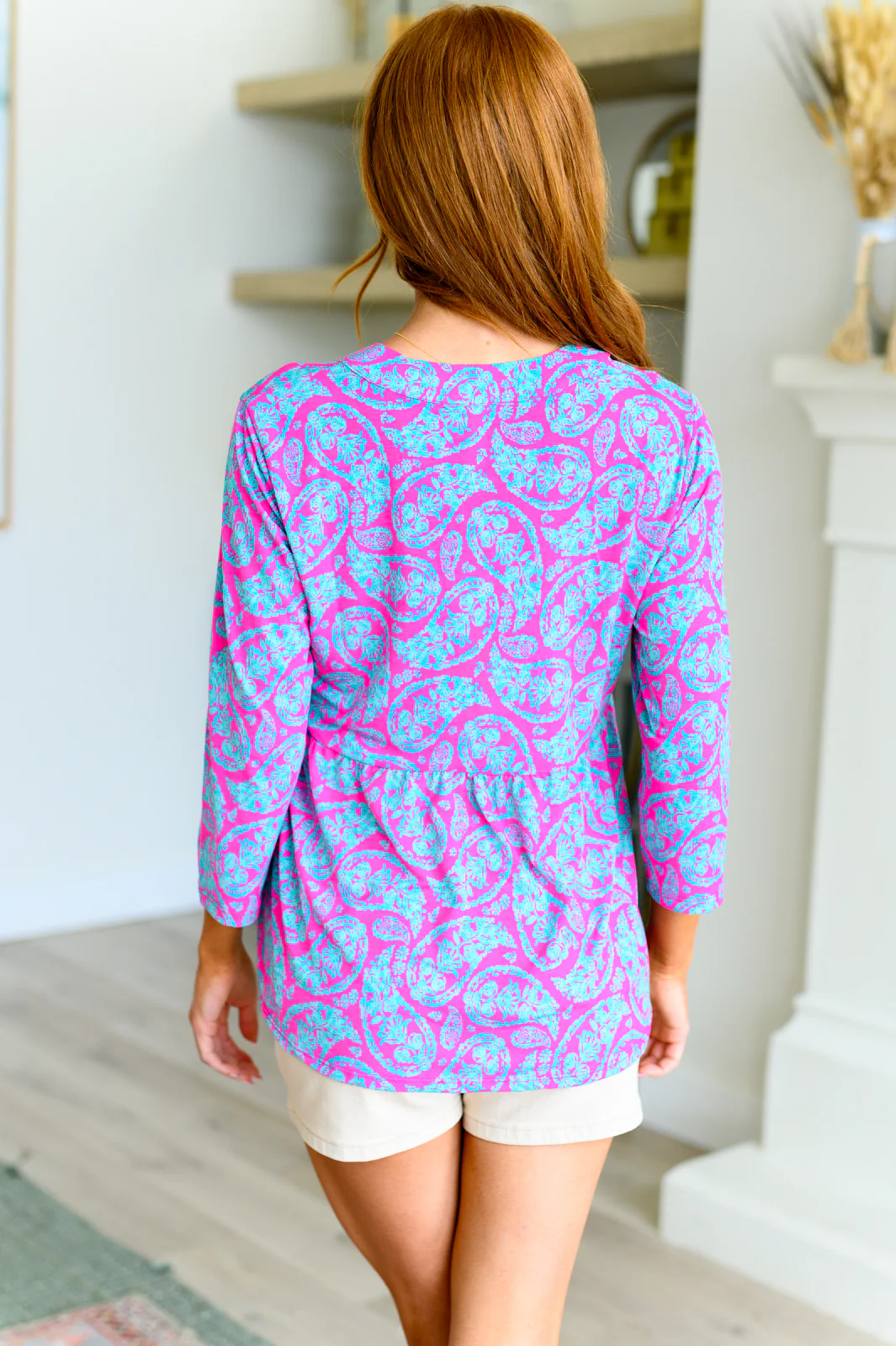 Lizzy Babydoll Top in Emerald and Pink Paisley - 4/12/2024 - Image 8
