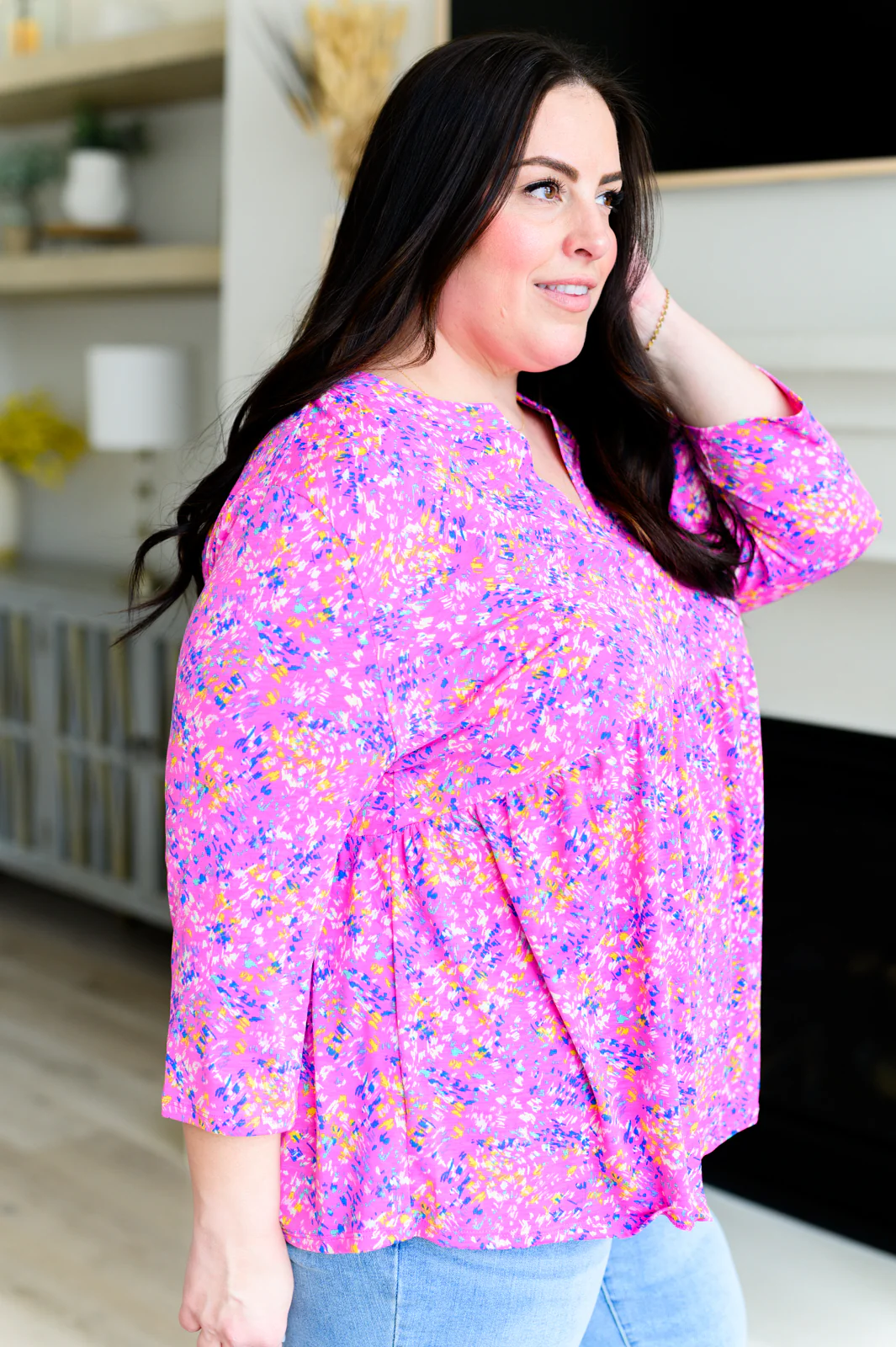 Lizzy Babydoll Top in Magenta Brushstrokes - 4/12/2024 - Image 4