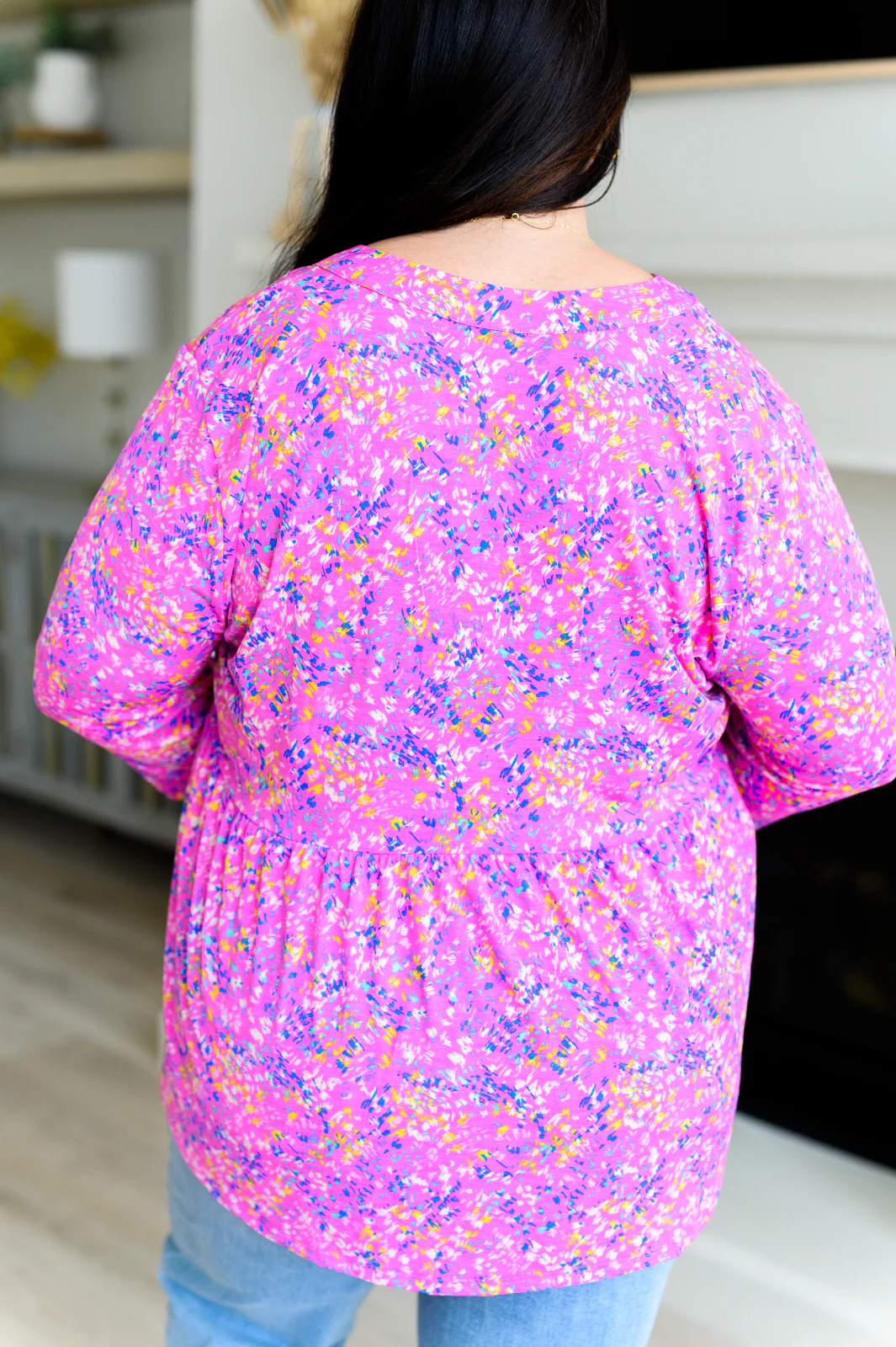 Lizzy Babydoll Top in Magenta Brushstrokes - 4/12/2024 - Image 6