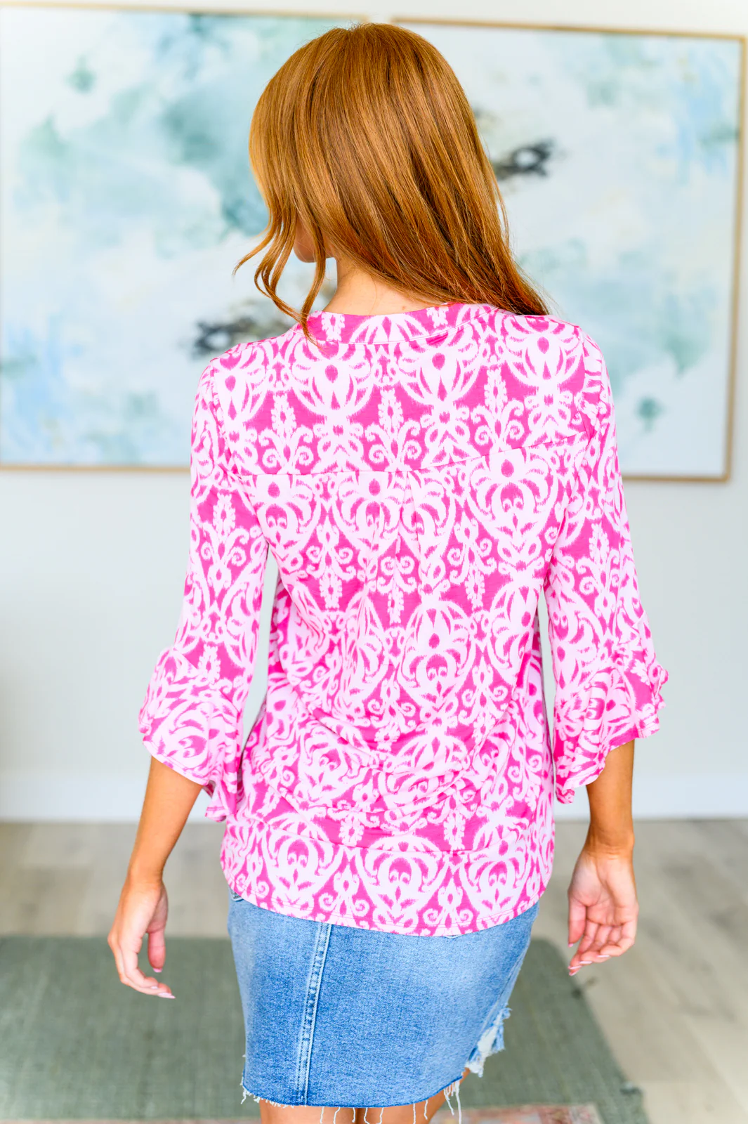 Lizzy Bell Sleeve Top in Hot Pink Damask - 4/12/2024 - Image 8