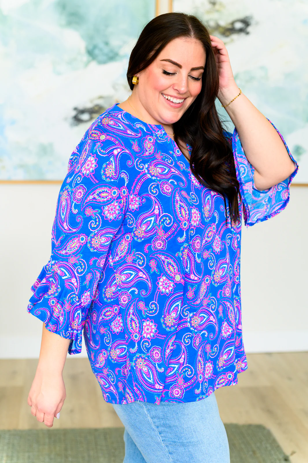 Lizzy Bell Sleeve Top in Royal Paisley - 4/12/2024 - Image 6
