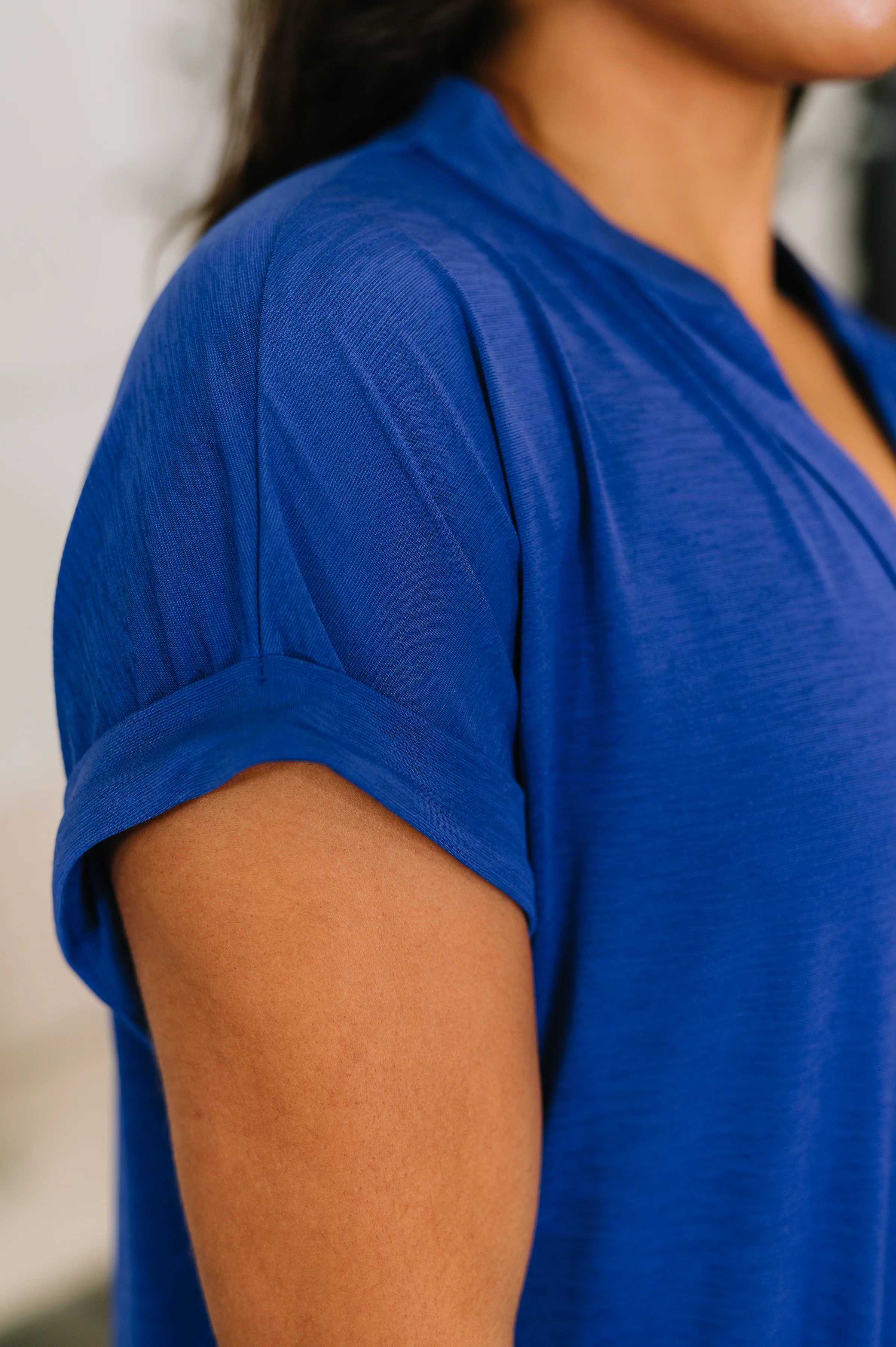 Lizzy Bloom Split Neck Blouse in Royal Blue - 5/26/2026 NEW - Image 5