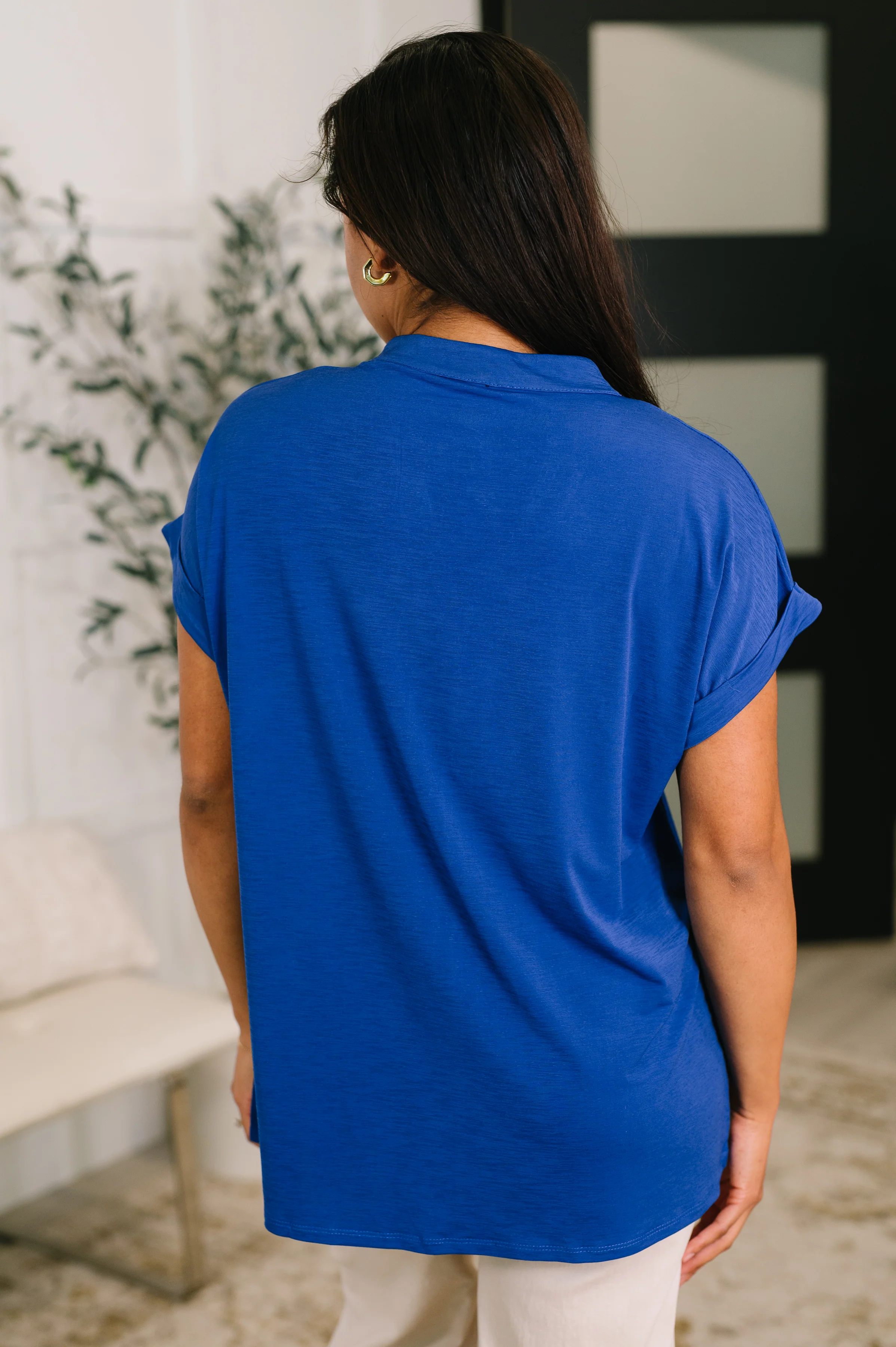 Lizzy Bloom Split Neck Blouse in Royal Blue - 5/26/2026 NEW - Image 6