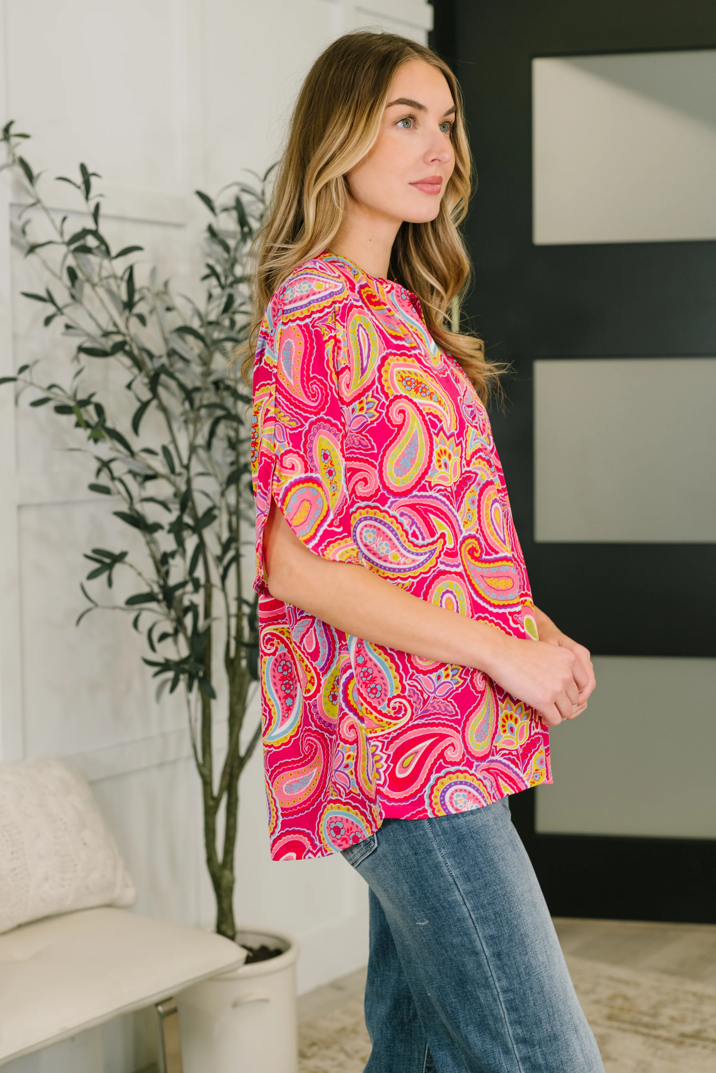 Lizzy Breeze Top in Hot Pink Paisley - 4/24/2026 NEW - Image 5