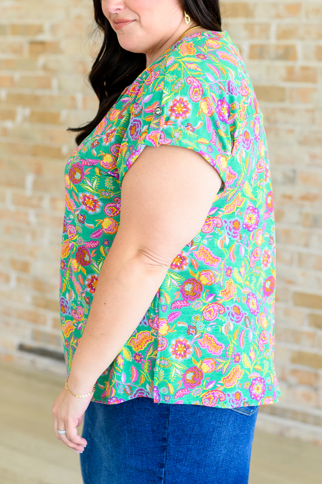 Lizzy Cap Sleeve Top in Emerald and Plum Floral Paisley - 5/31/2024 - Image 6