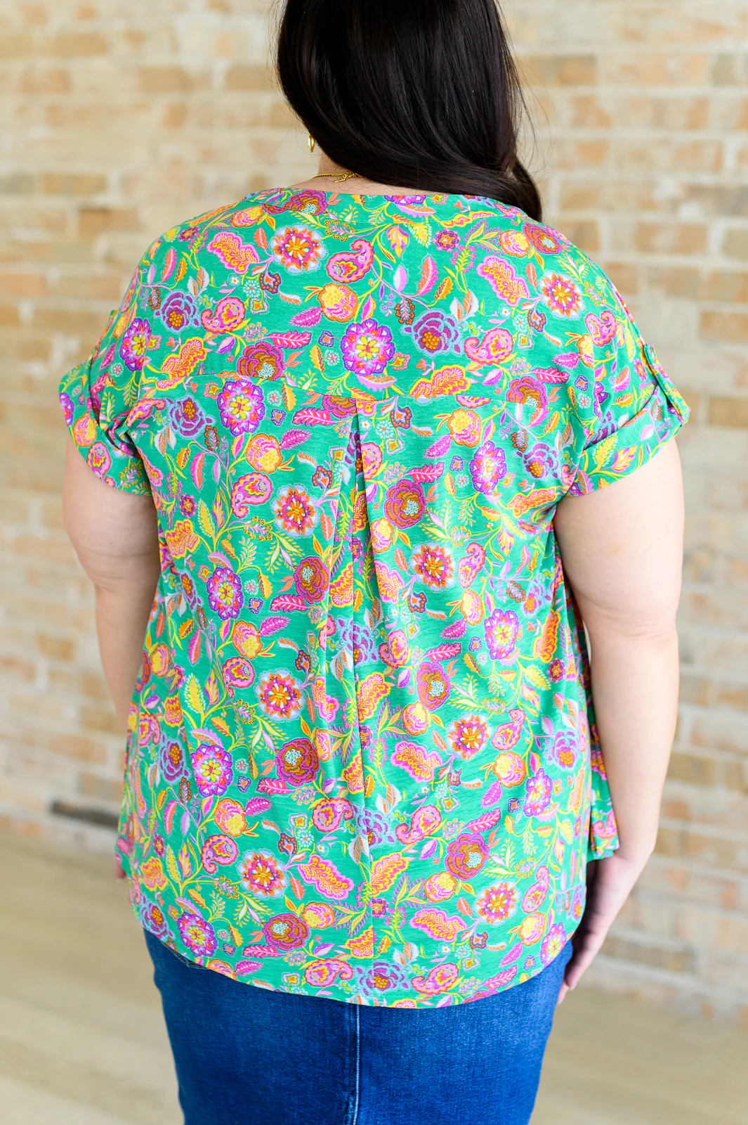 Lizzy Cap Sleeve Top in Emerald and Plum Floral Paisley - 5/31/2024 - Image 8