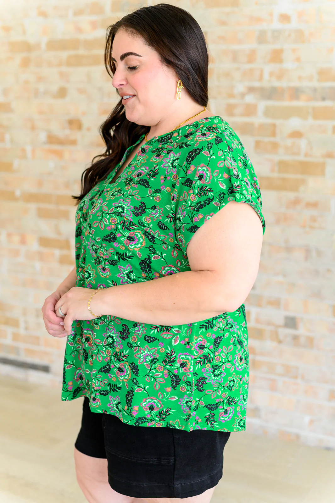 Lizzy Cap Sleeve Top in Green and Black Floral - 5/31/2024 - Image 6