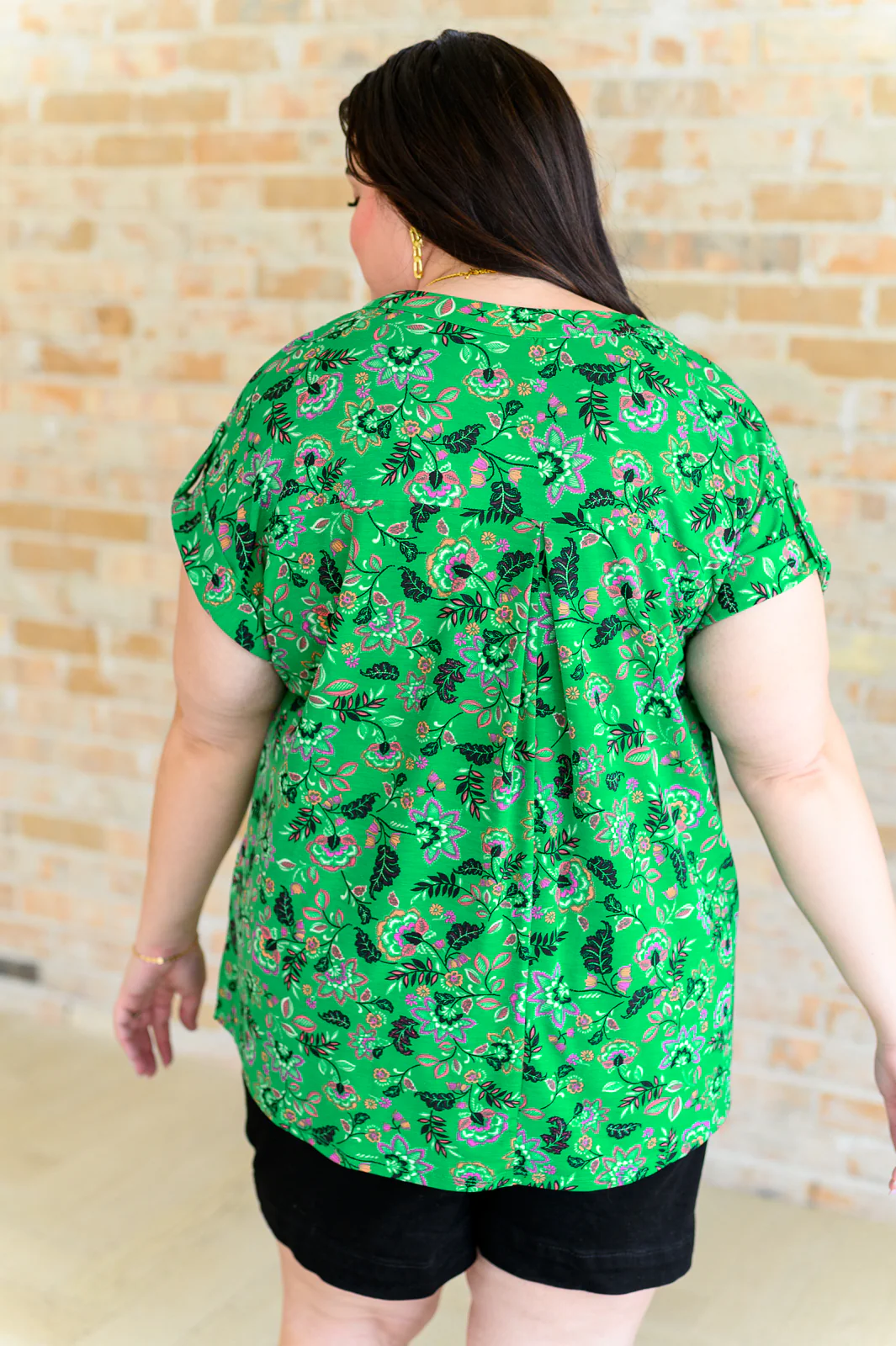 Lizzy Cap Sleeve Top in Green and Black Floral - 5/31/2024 - Image 8