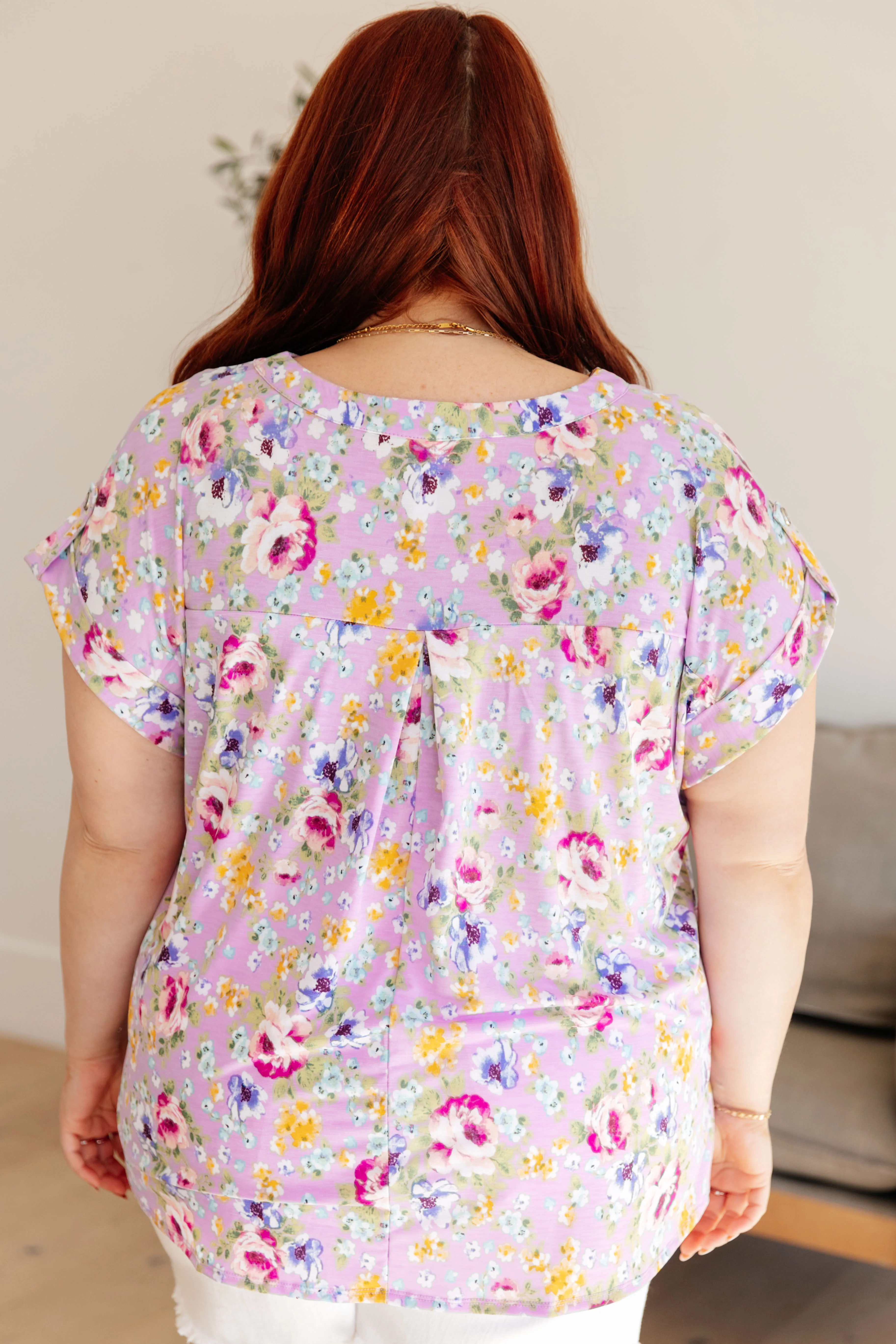 Lizzy Cap Sleeve Top in Lavender and Magenta Floral - 3/22/2024 - Image 9