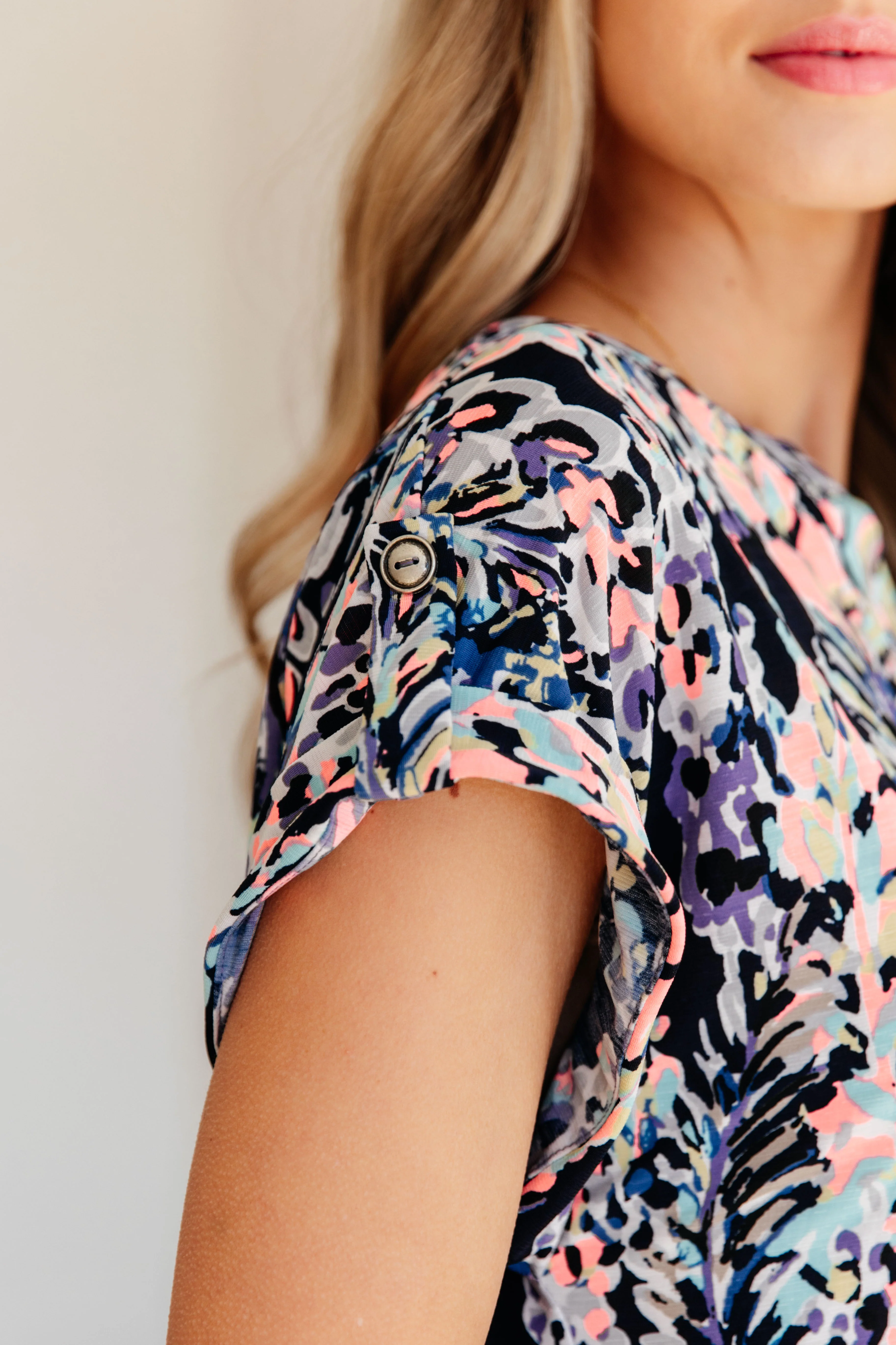 Lizzy Cap Sleeve Top in Navy Abstract Floral - 3/22/2024 - Image 7