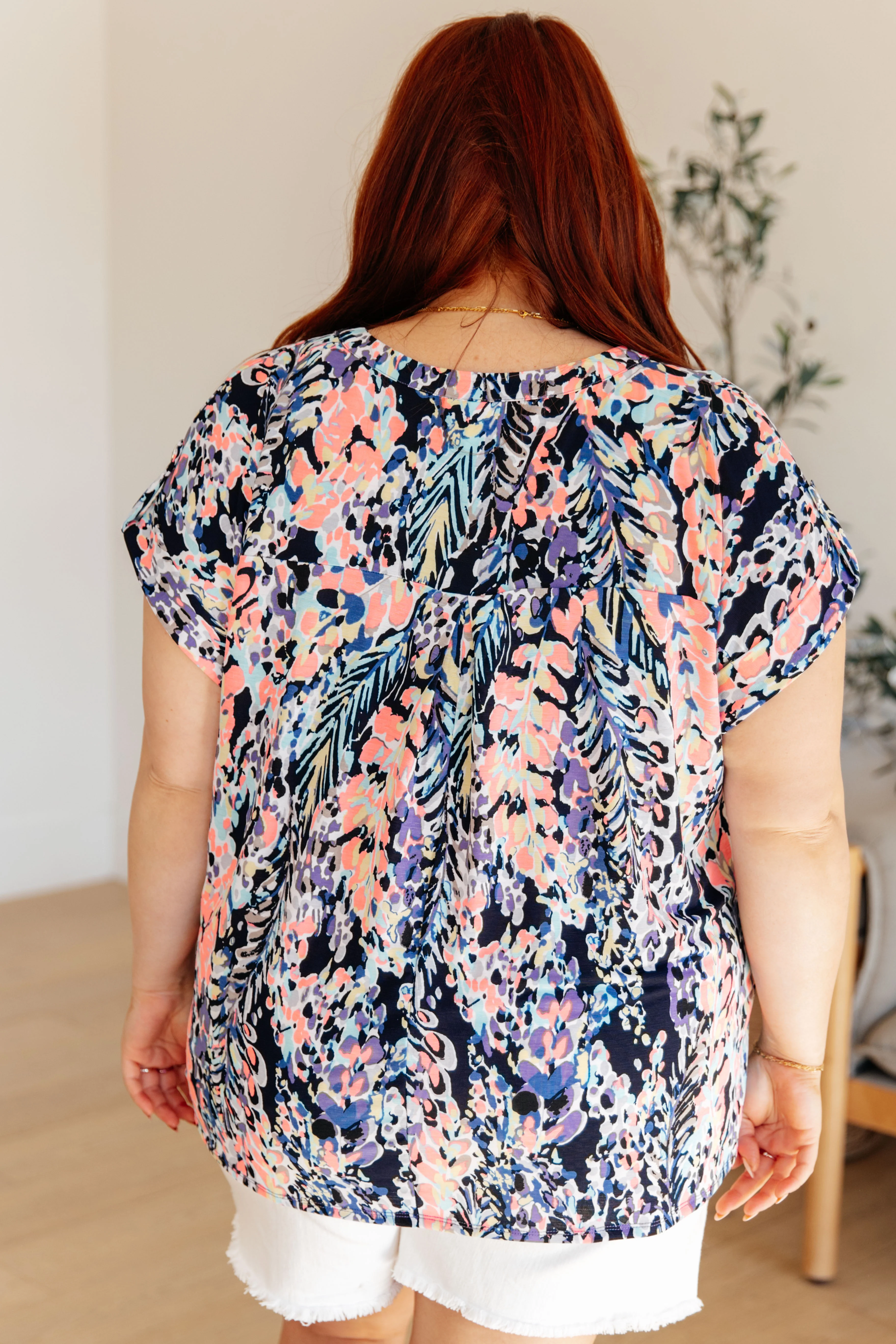 Lizzy Cap Sleeve Top in Navy Abstract Floral - 3/22/2024 - Image 8