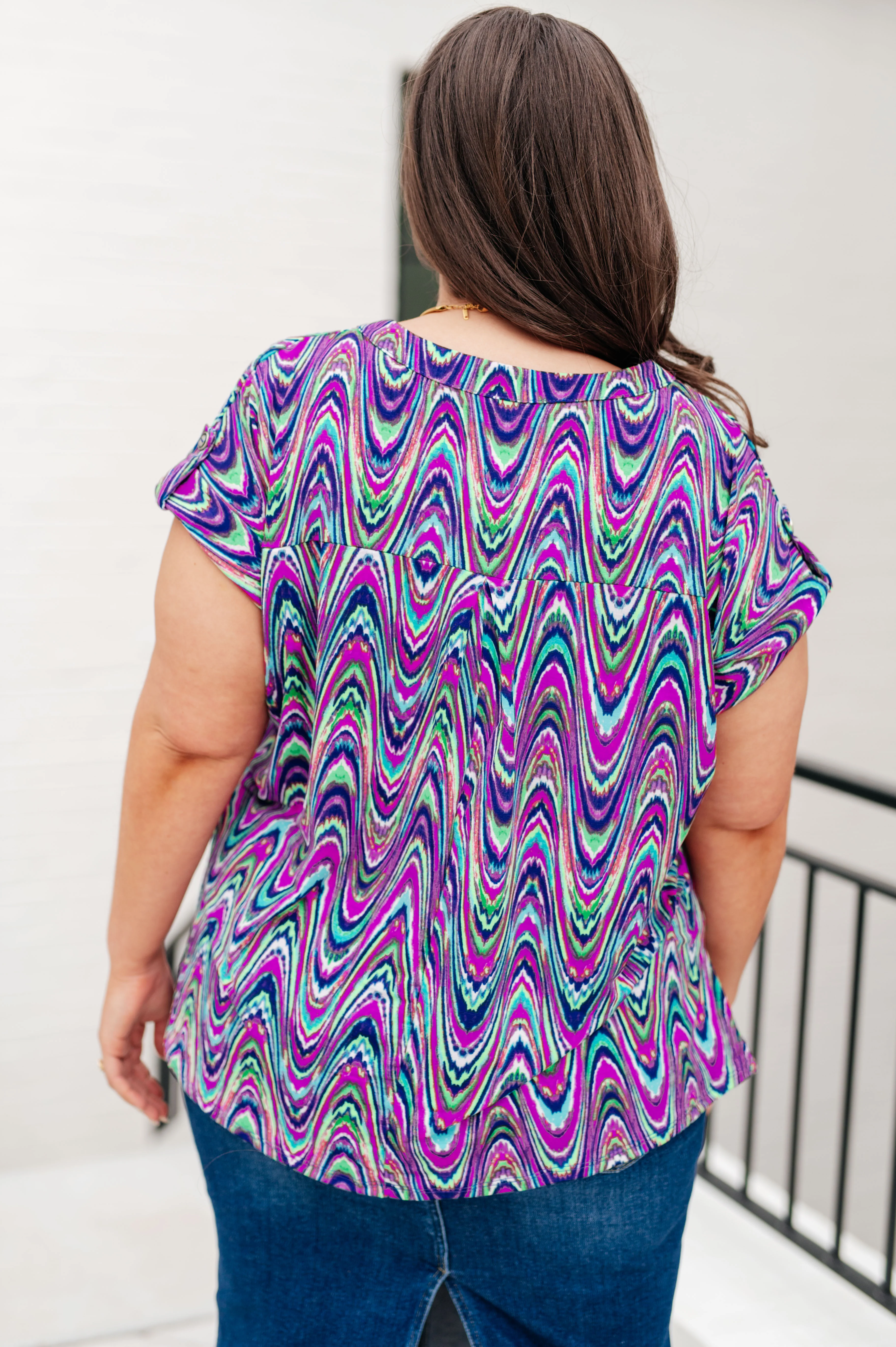 Lizzy Cap Sleeve Top in Purple Multi Marble - 5/17/2024 - Image 7