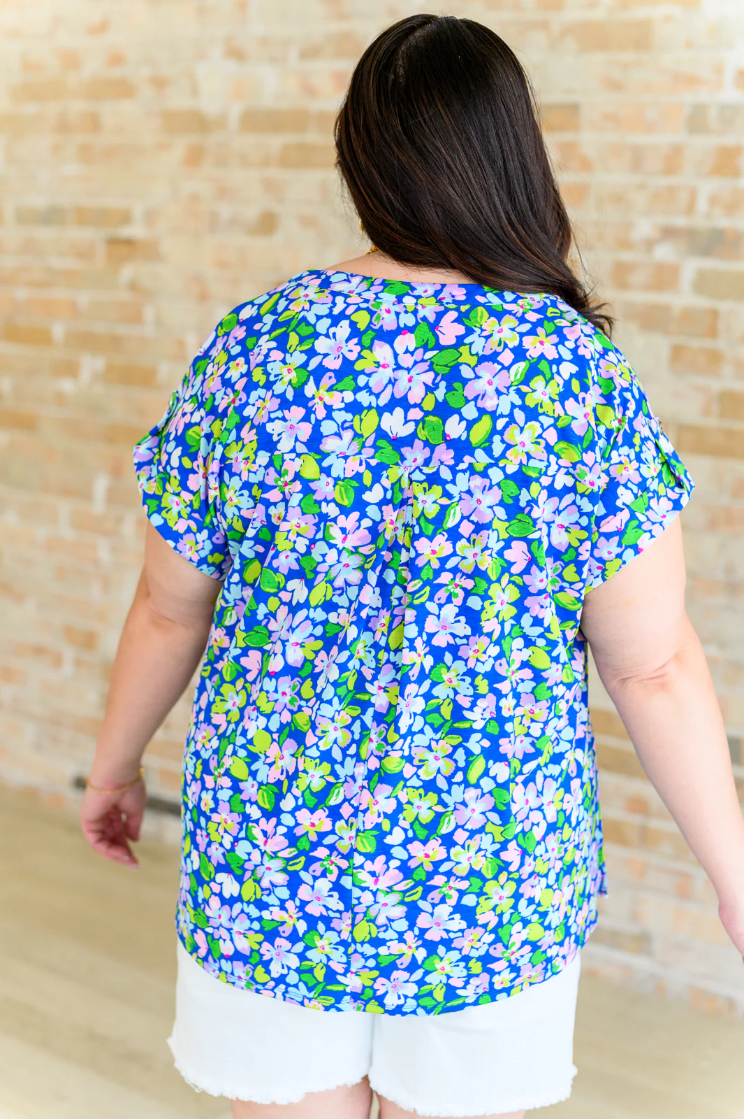 Lizzy Cap Sleeve Top in Royal and Pink Wildflower - 5/31/2024 - Image 7