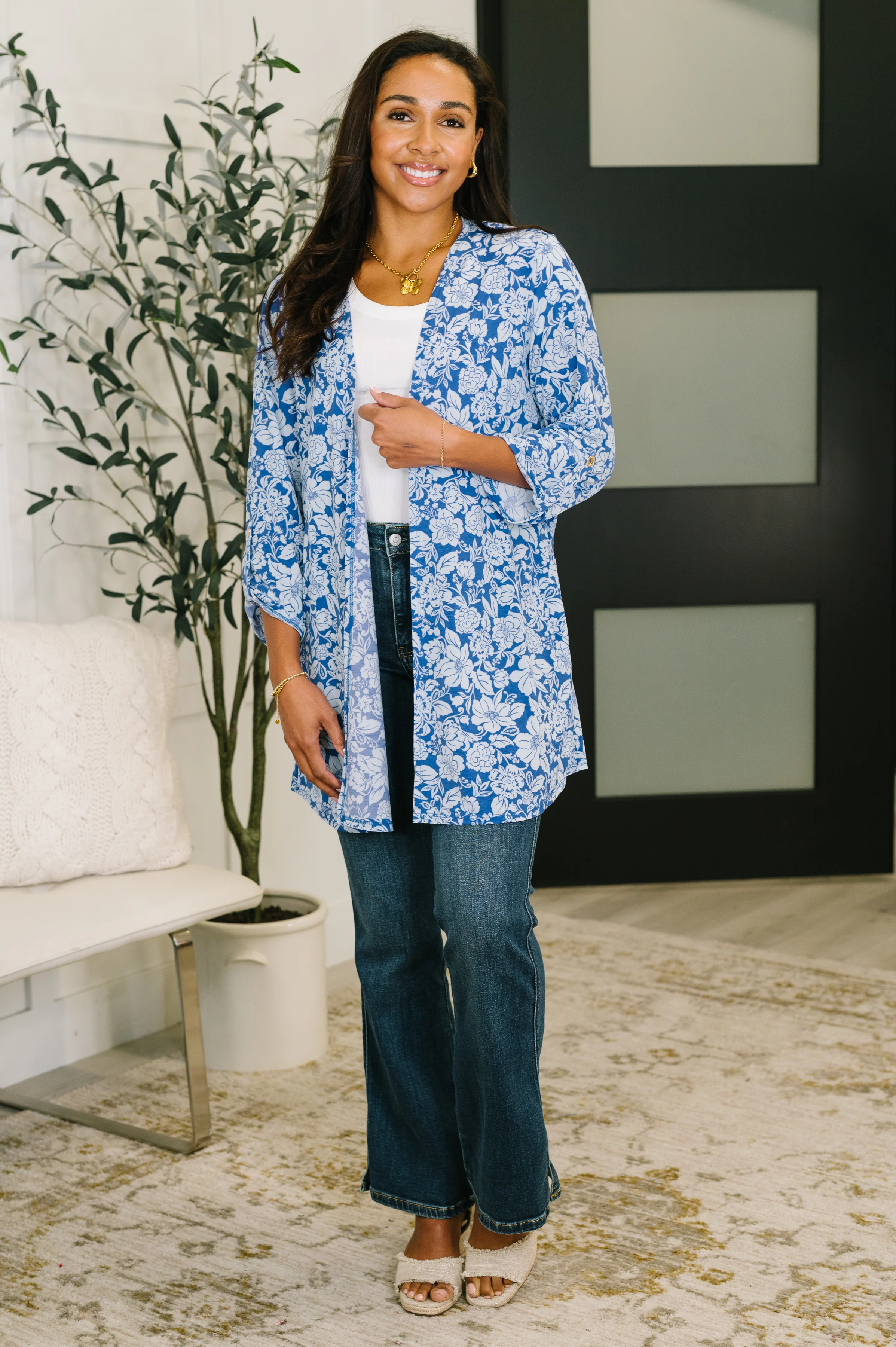 Lizzy Cardigan in Blue and White Floral - 7/30/2026 - Image 3