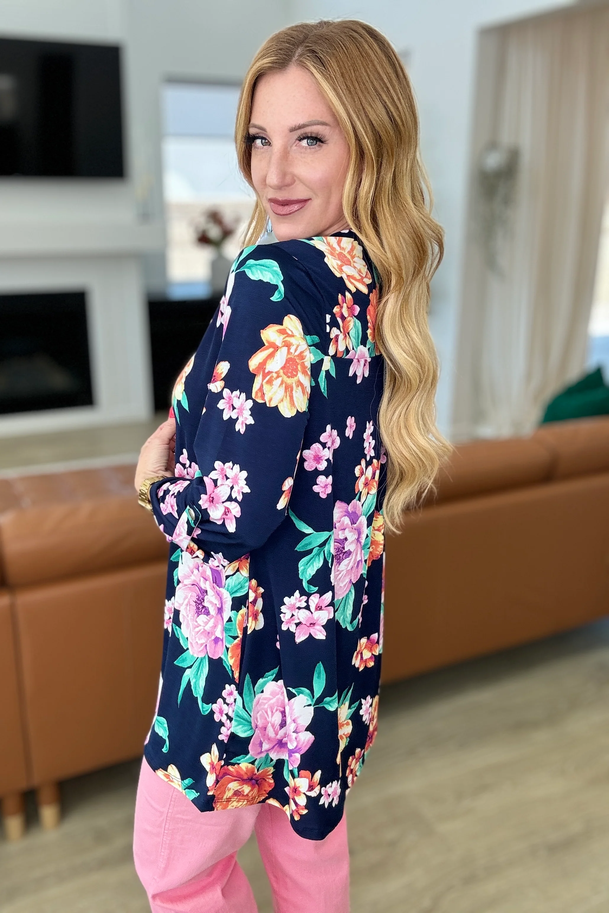 Lizzy Cardigan in Navy and Lavender Bouquet - 4/19/2024 - Image 4