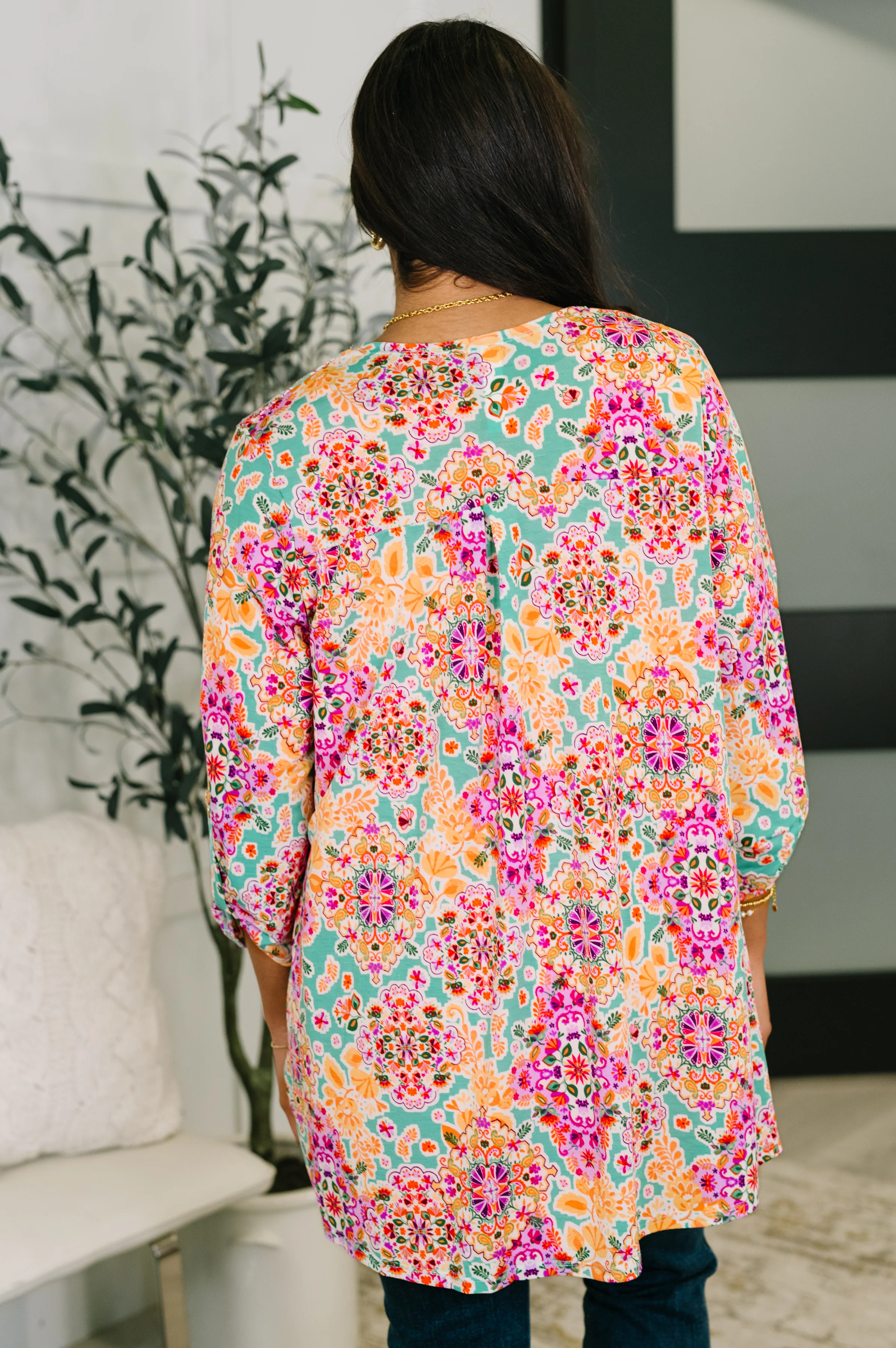 Lizzy Cardigan in Pink and Orange Floral Abstract - 7/30/2026 - Image 5