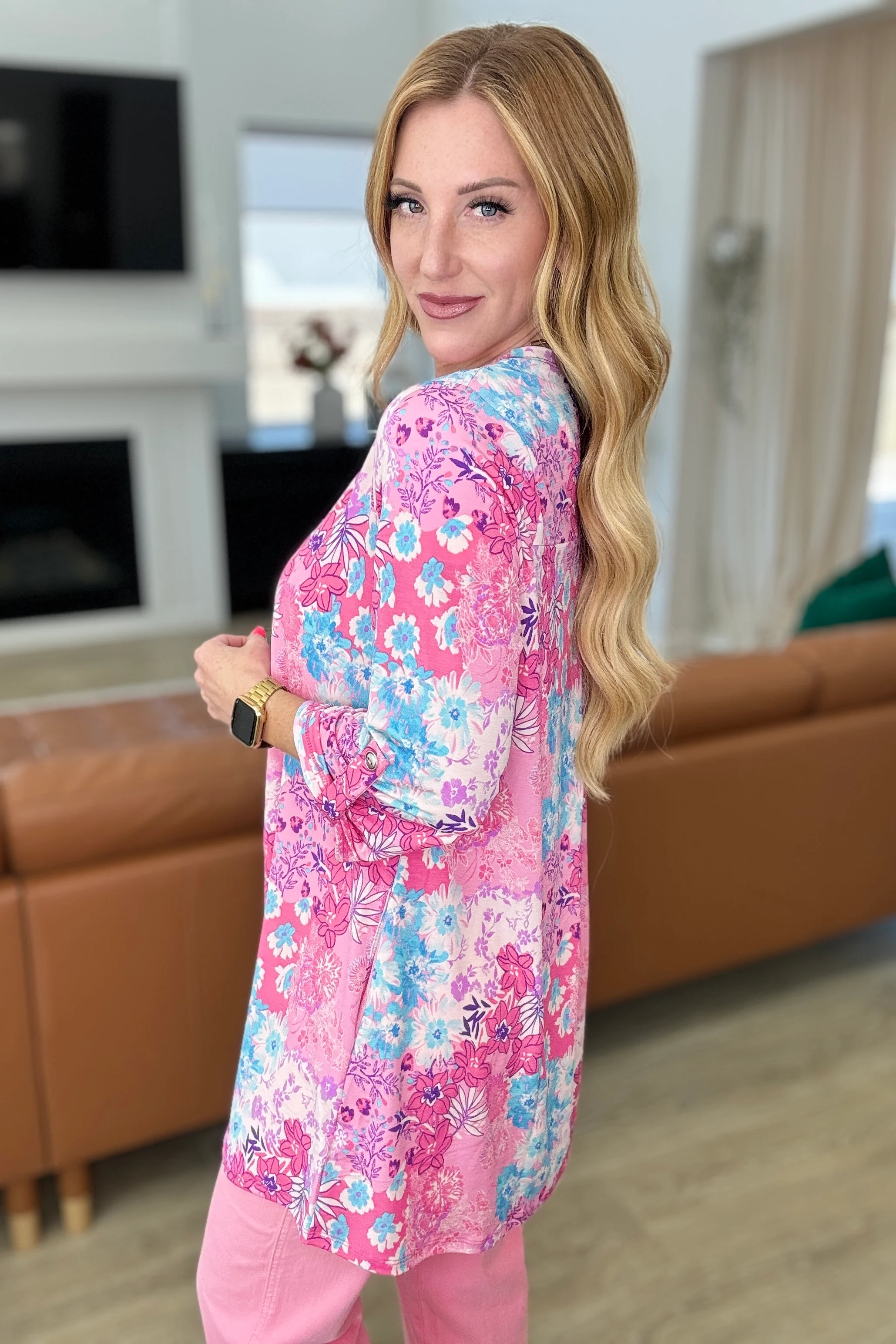 Lizzy Cardigan in Pink Patchwork Floral - 4/19/2024 - Image 4