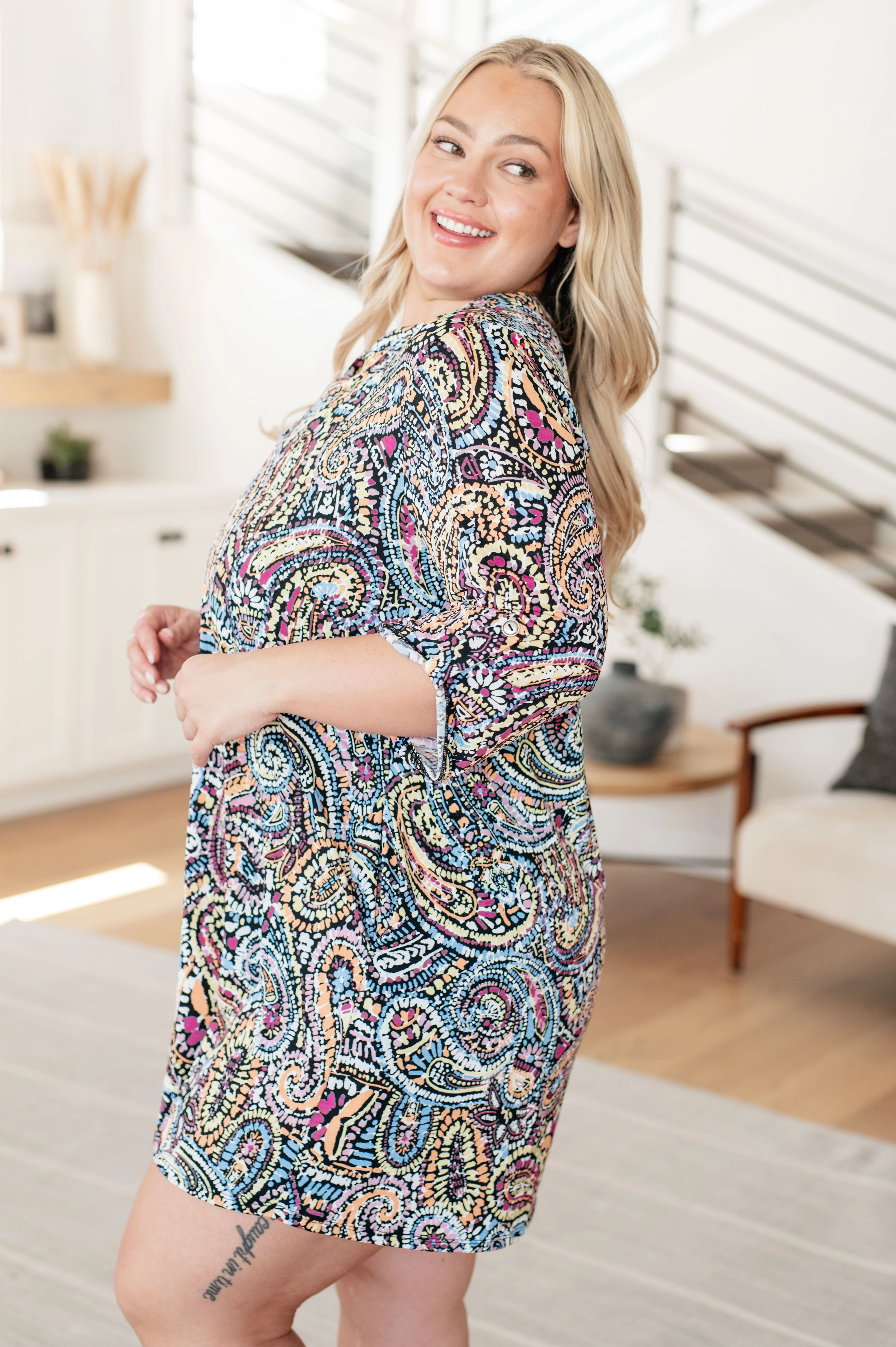 Lizzy Dress in Black Multi Tiled Paisley - 5/3/2024 - Image 3