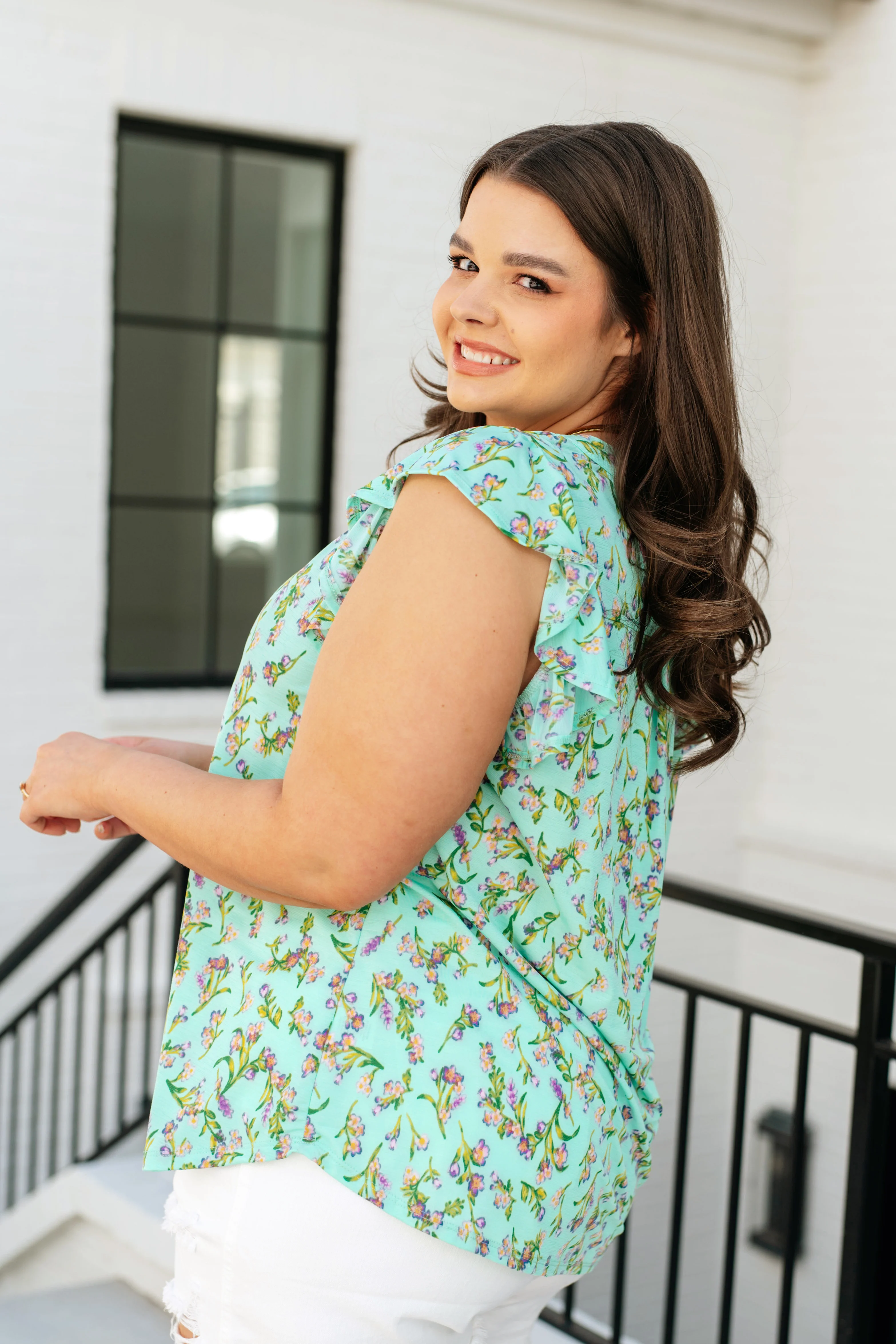 Lizzy Flutter Sleeve Top in Emerald English Rose - 5/10/2024 - Image 5