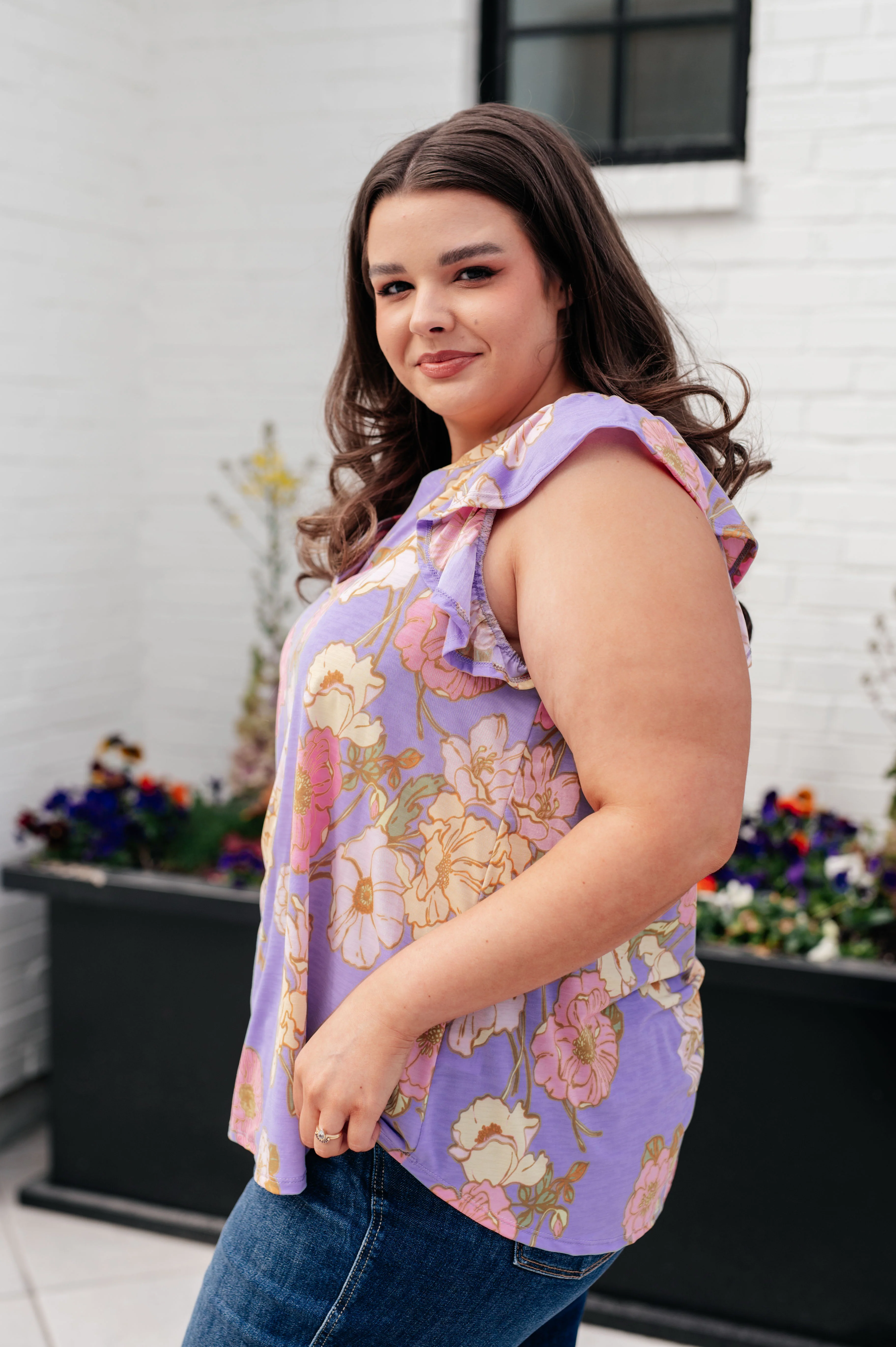 Lizzy Flutter Sleeve Top in Lavender French Floral - 5/10/2024 - Image 6