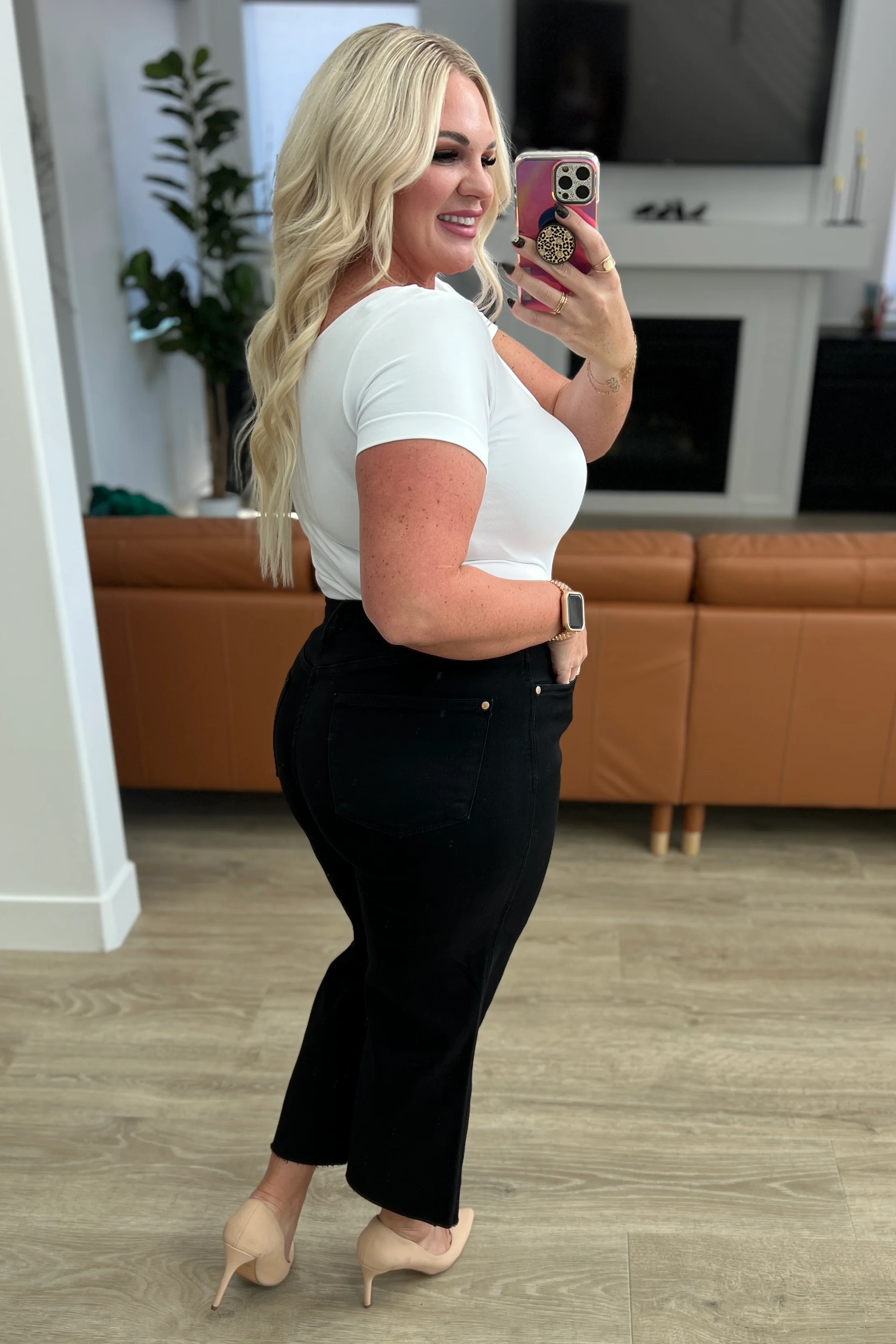 Lizzy High Rise Control Top Wide Leg Crop Jeans in Black - 10/25/2023 - Image 13