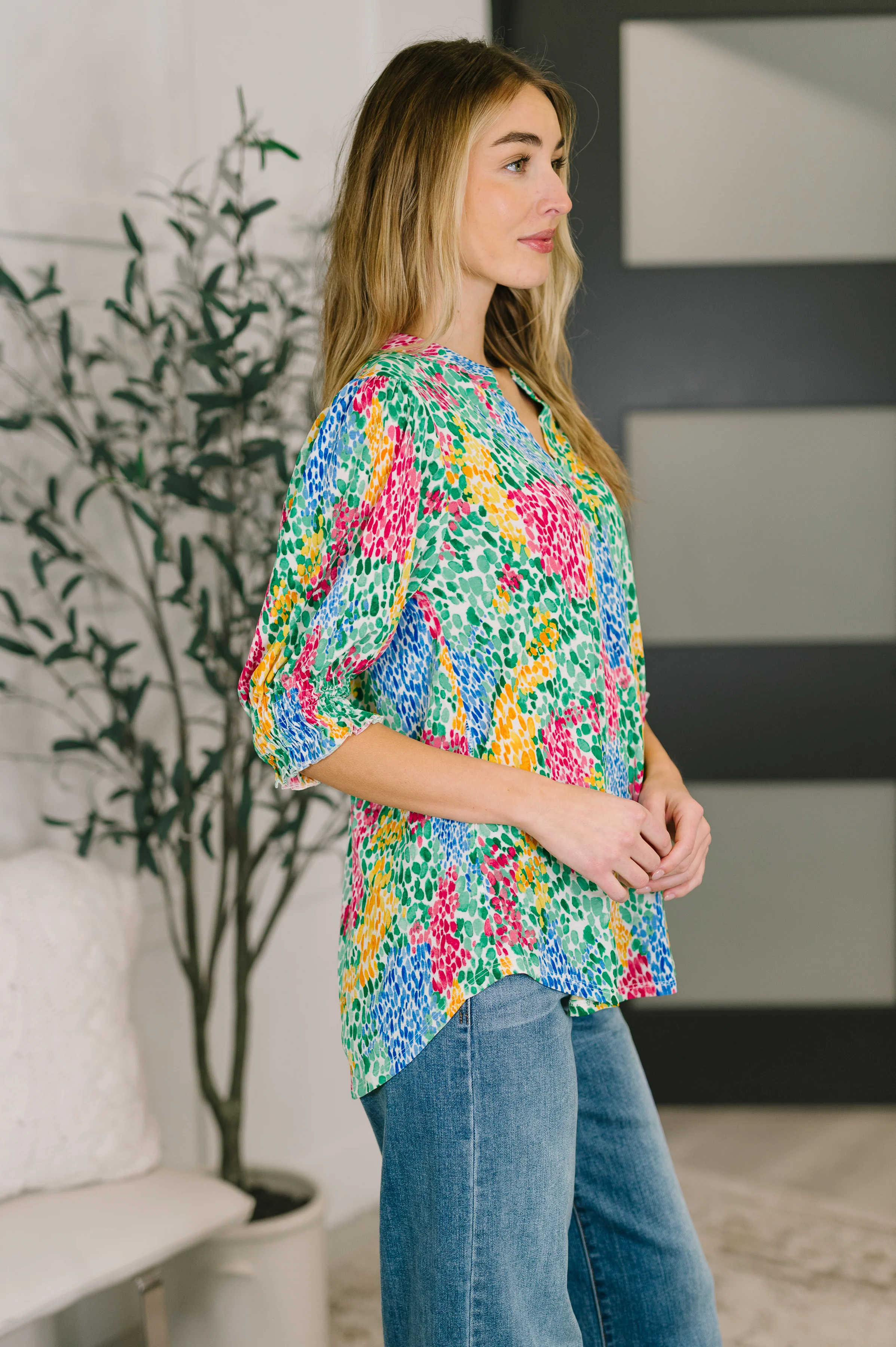 Lizzy Smock Top in Light Multi Painted - 2/20/2026 NEW - Image 4
