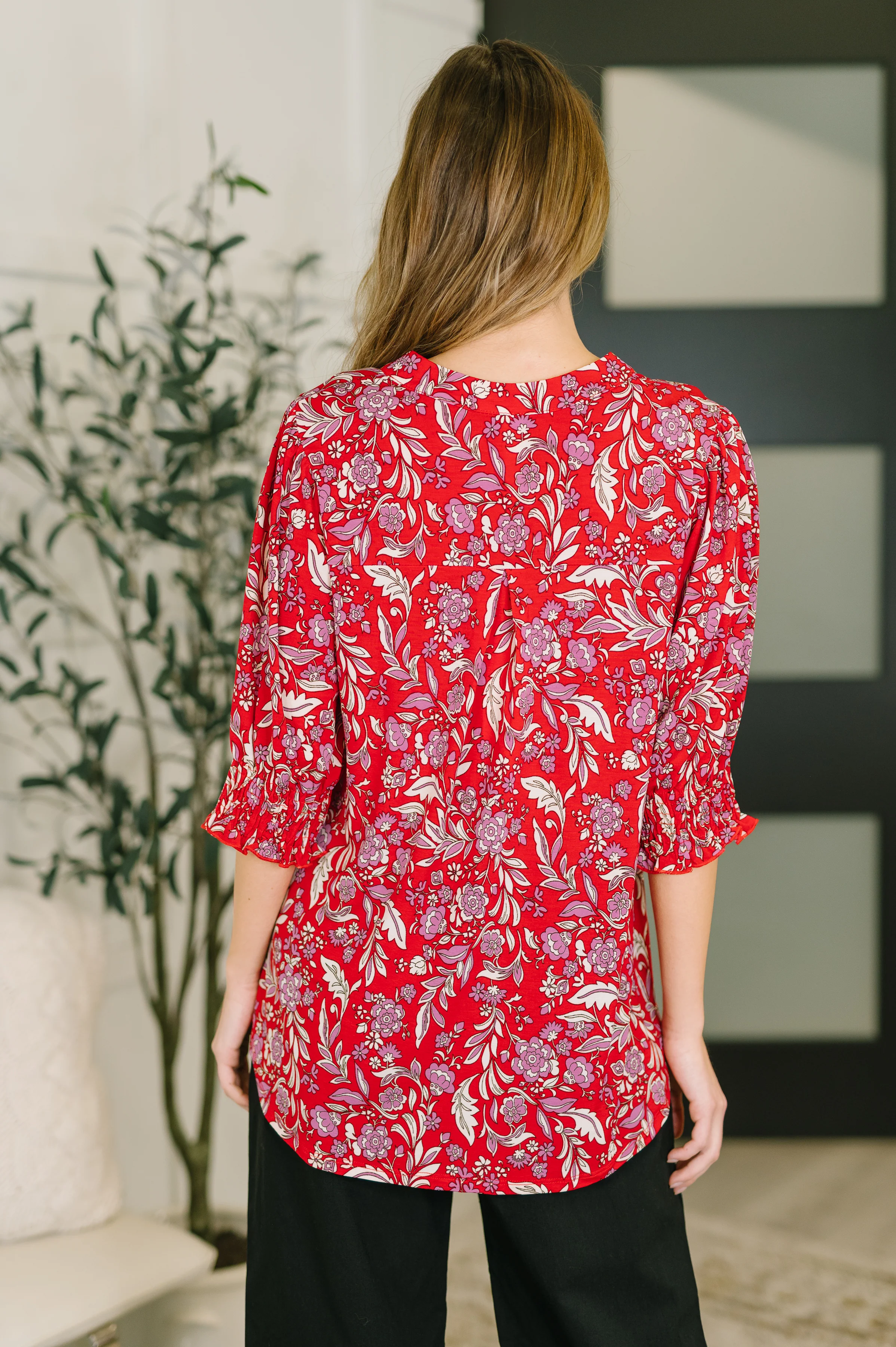 Lizzy Smock Top in Red and Pink Floral - 2/20/2026 NEW - Image 5