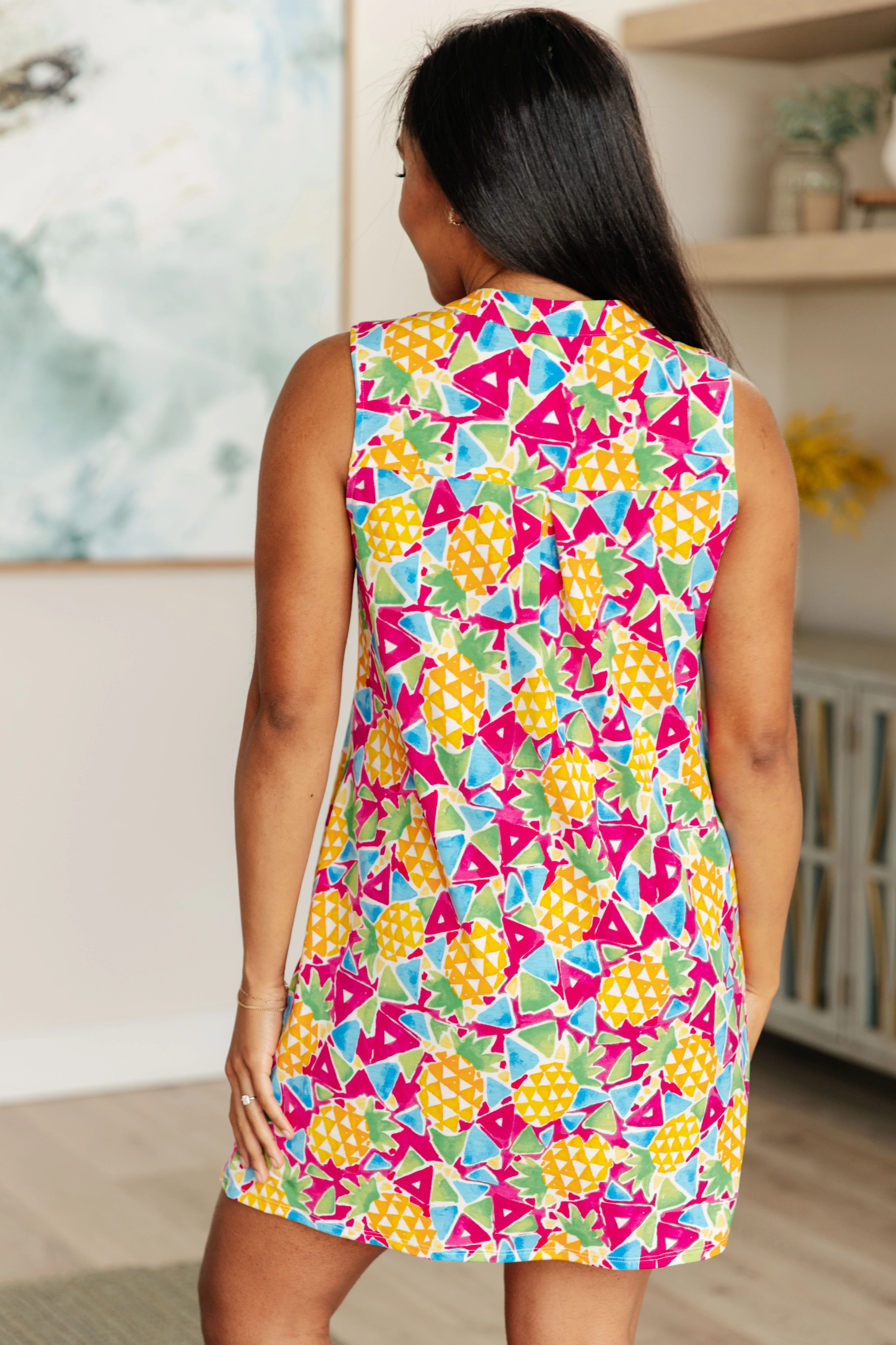 Lizzy Tank Dress in Abstract Magenta Pineapple - 4/26/2024 - Image 6
