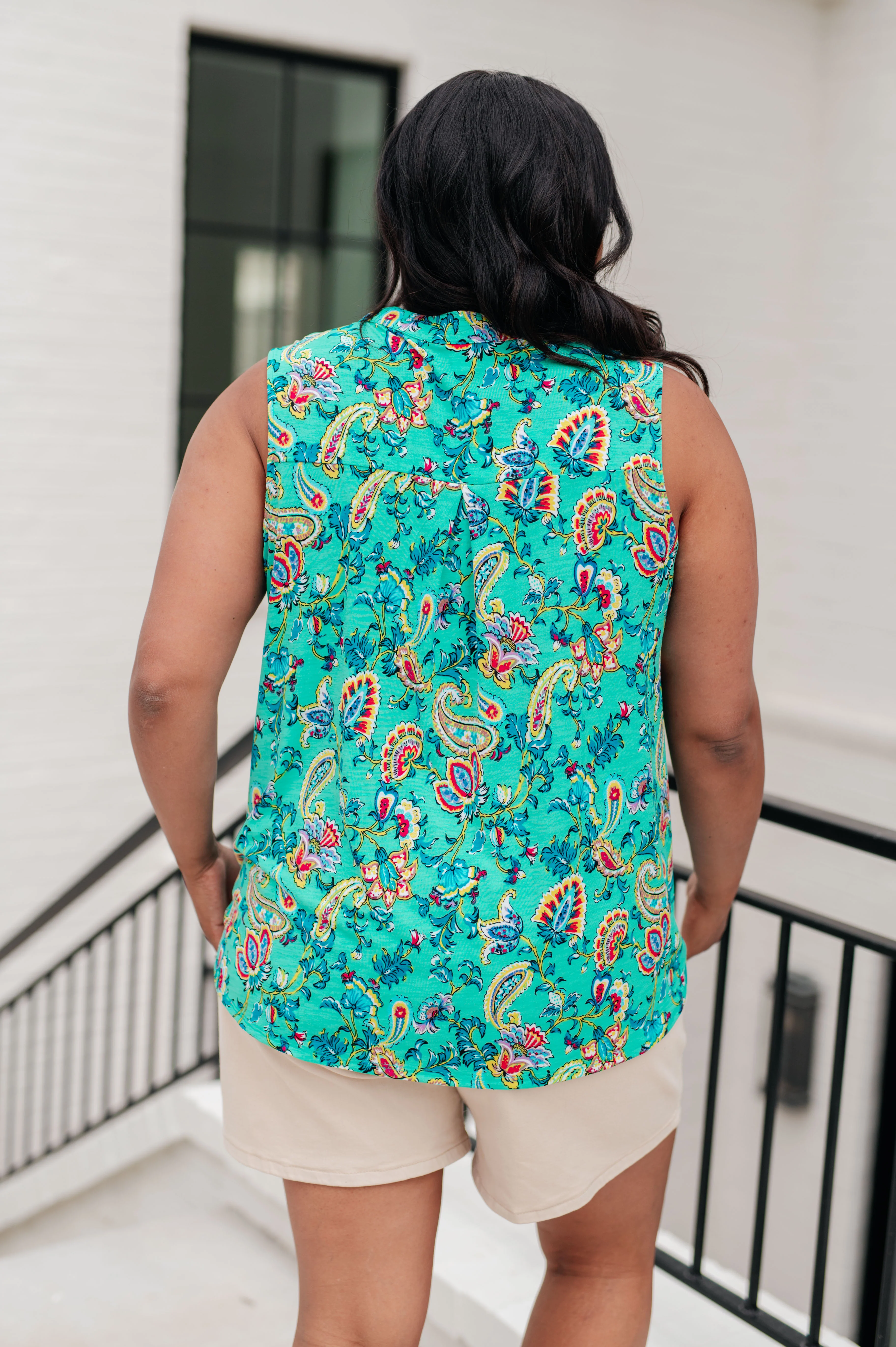 Lizzy Tank Top in Emerald and Aqua Multi Floral - 5/10/2024 - Image 7