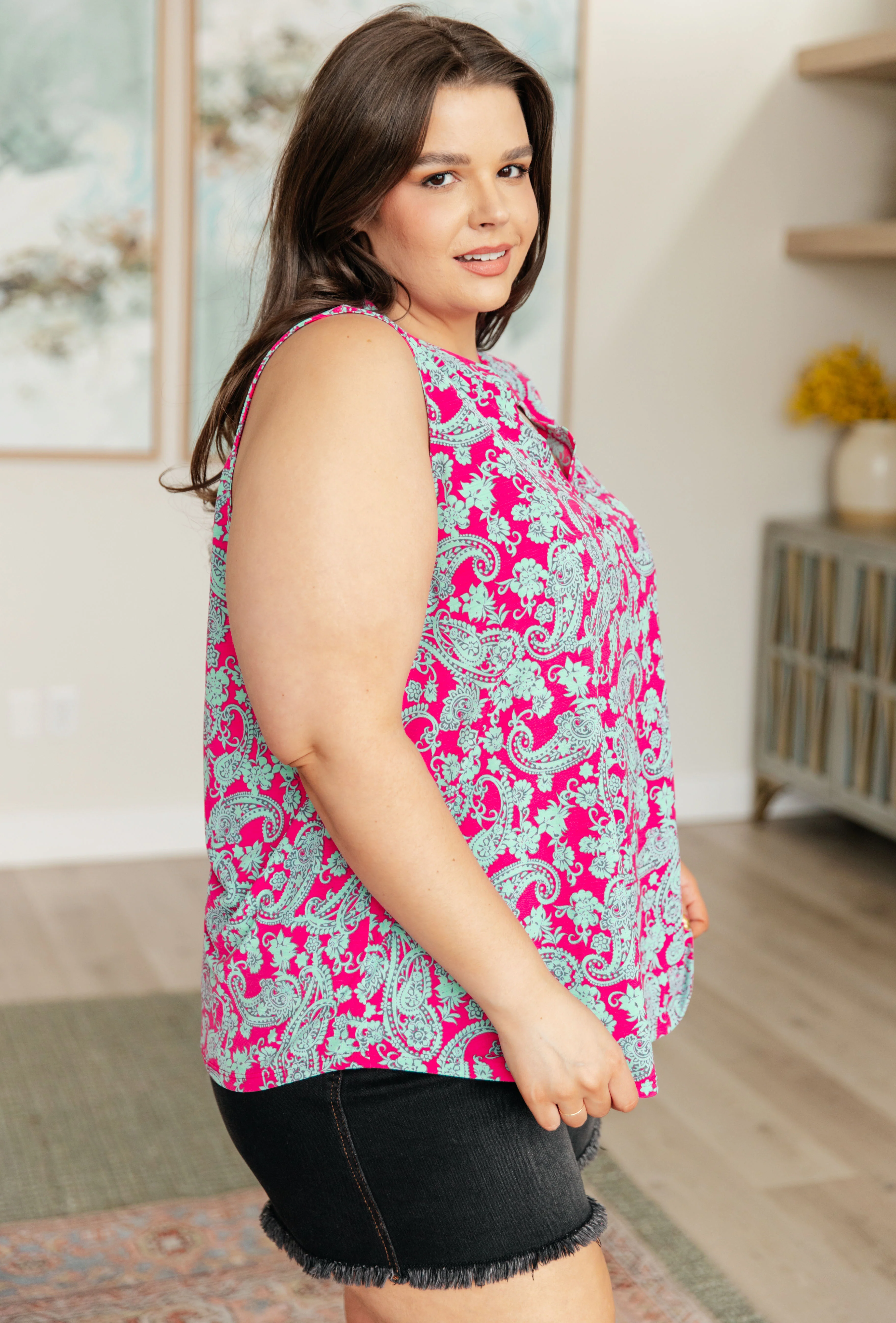 Lizzy Tank Top in Pink and Mint Paisley - 4/26/2024 - Image 6