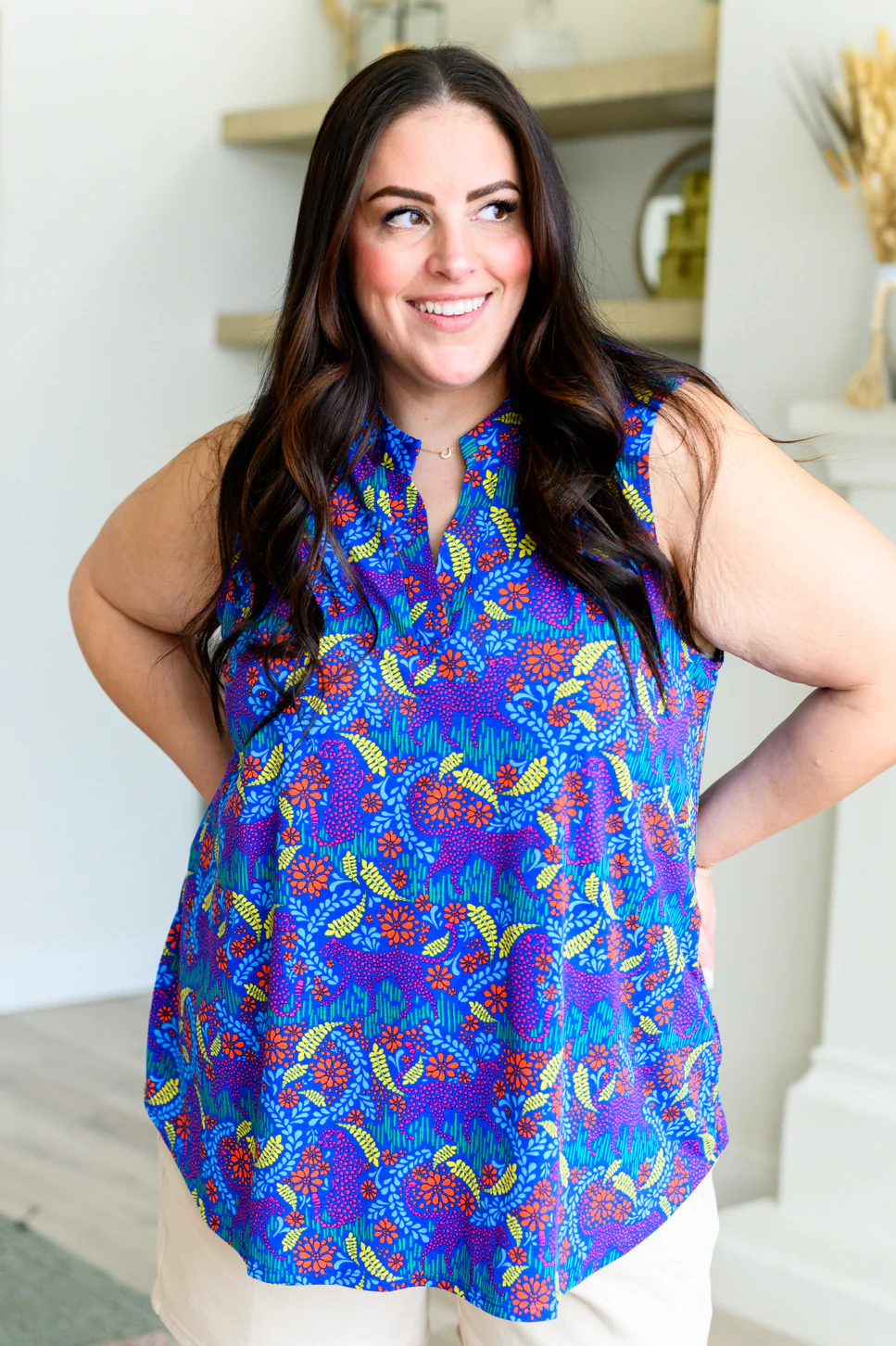 Lizzy Tank Top in Royal and Red Abstract - 4/12/2024 - Image 2