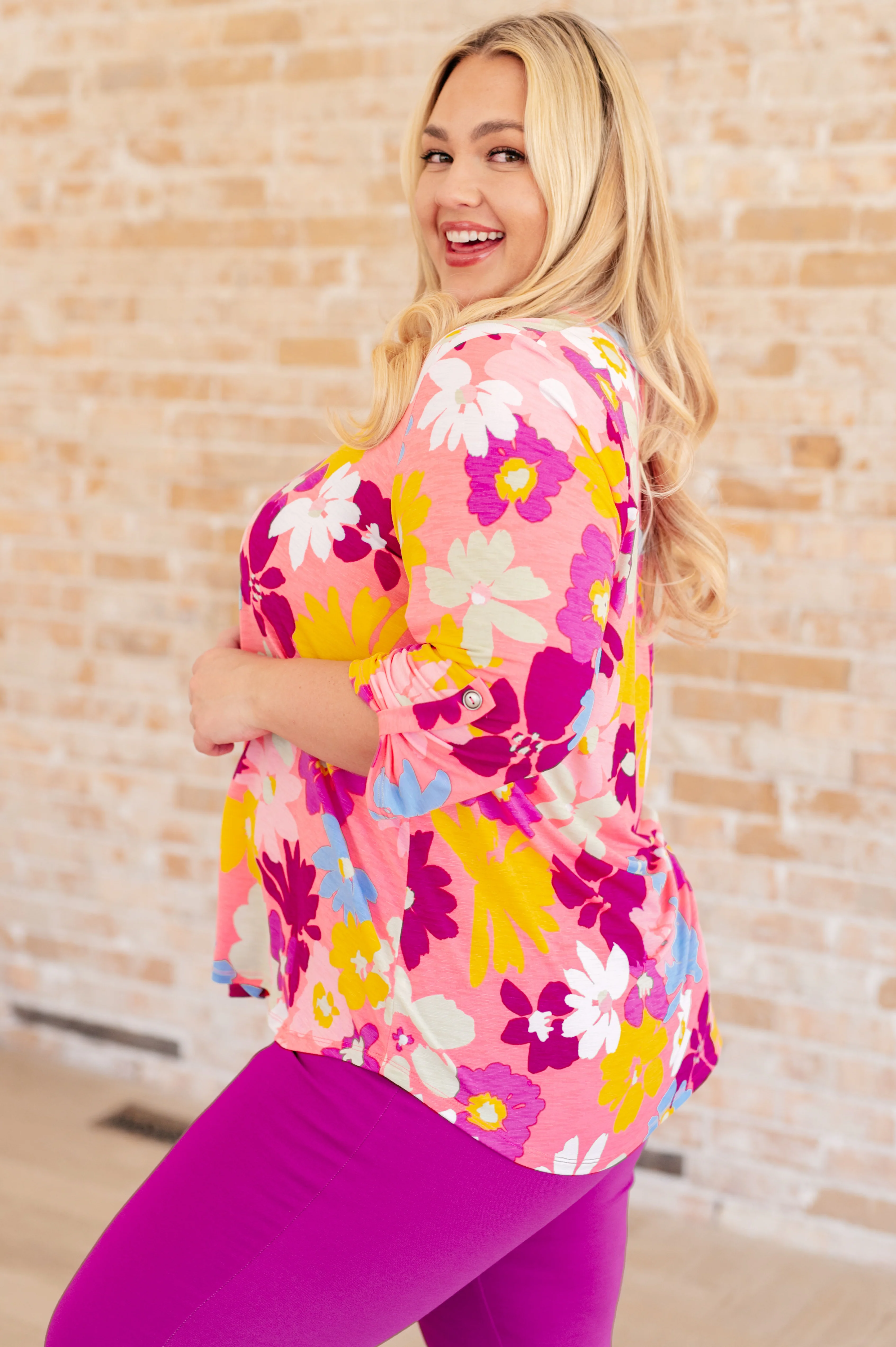Lizzy Top in Coral and Magenta Painted Floral - 5/24/2024 - Image 5