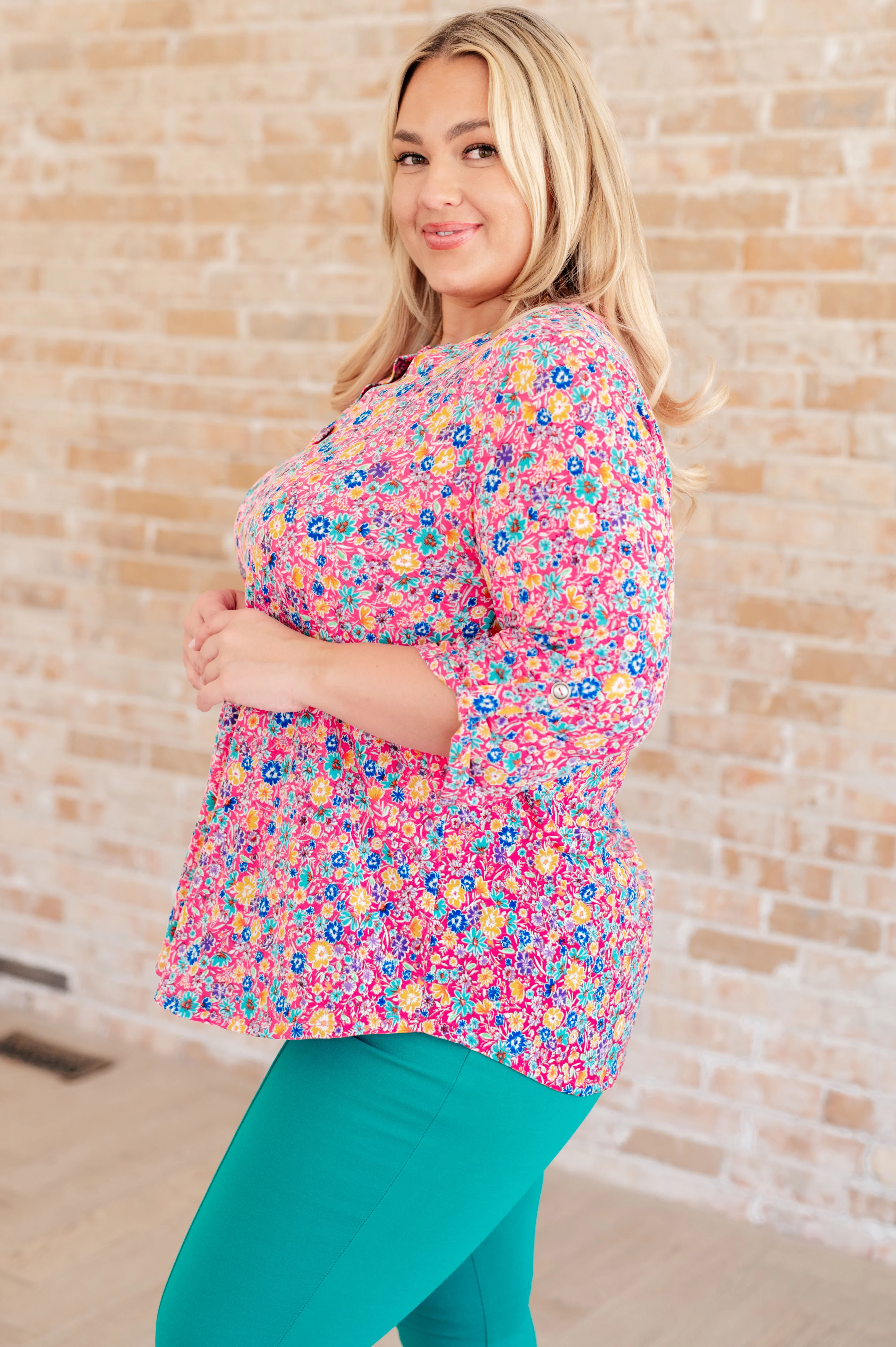 Lizzy Top in Hot Pink and Turquoise Ditsy Floral - 5/24/2024 - Image 5