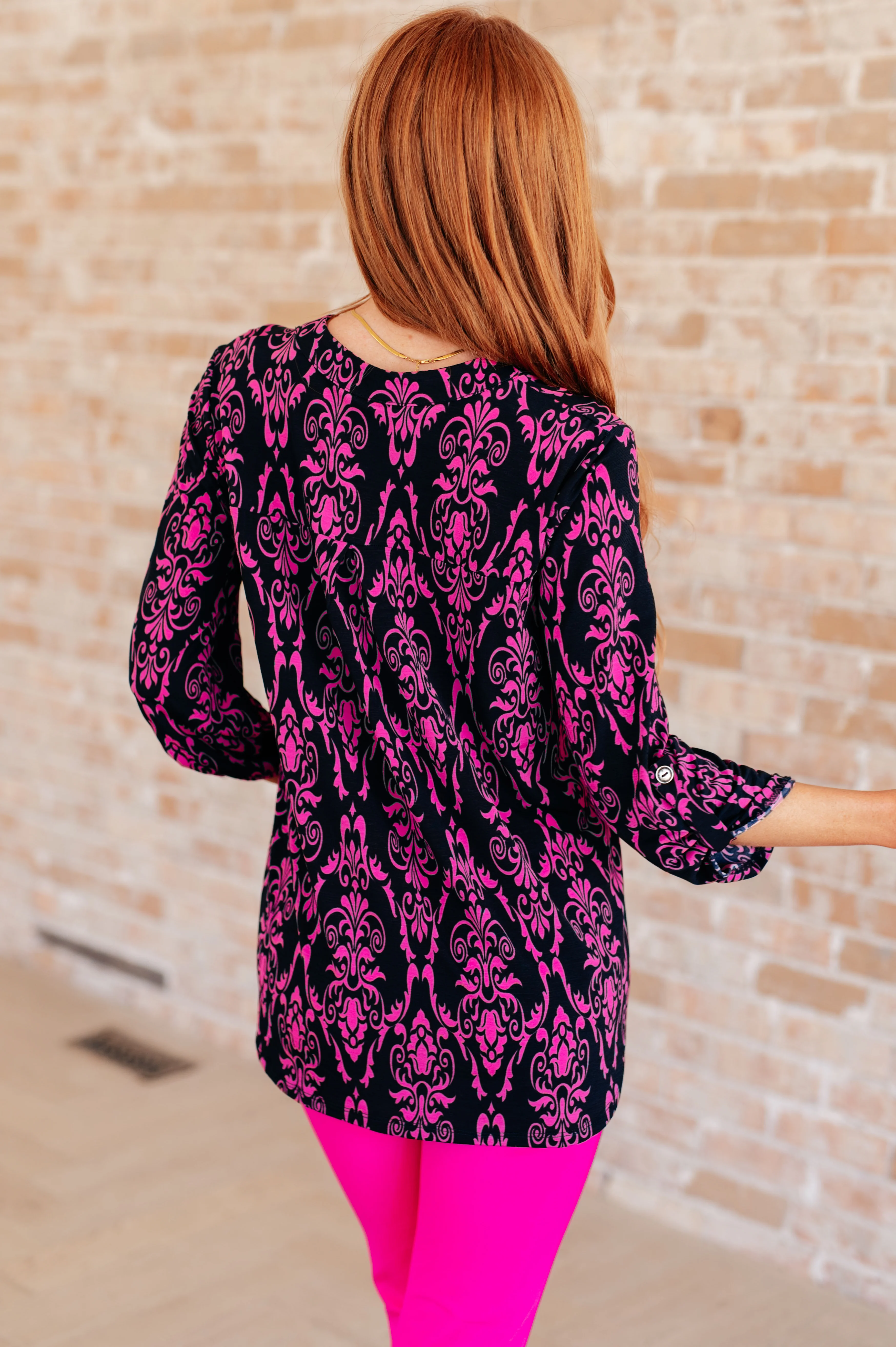 Lizzy Top in Navy and Hot Pink Damask - 5/24/2024 - Image 8