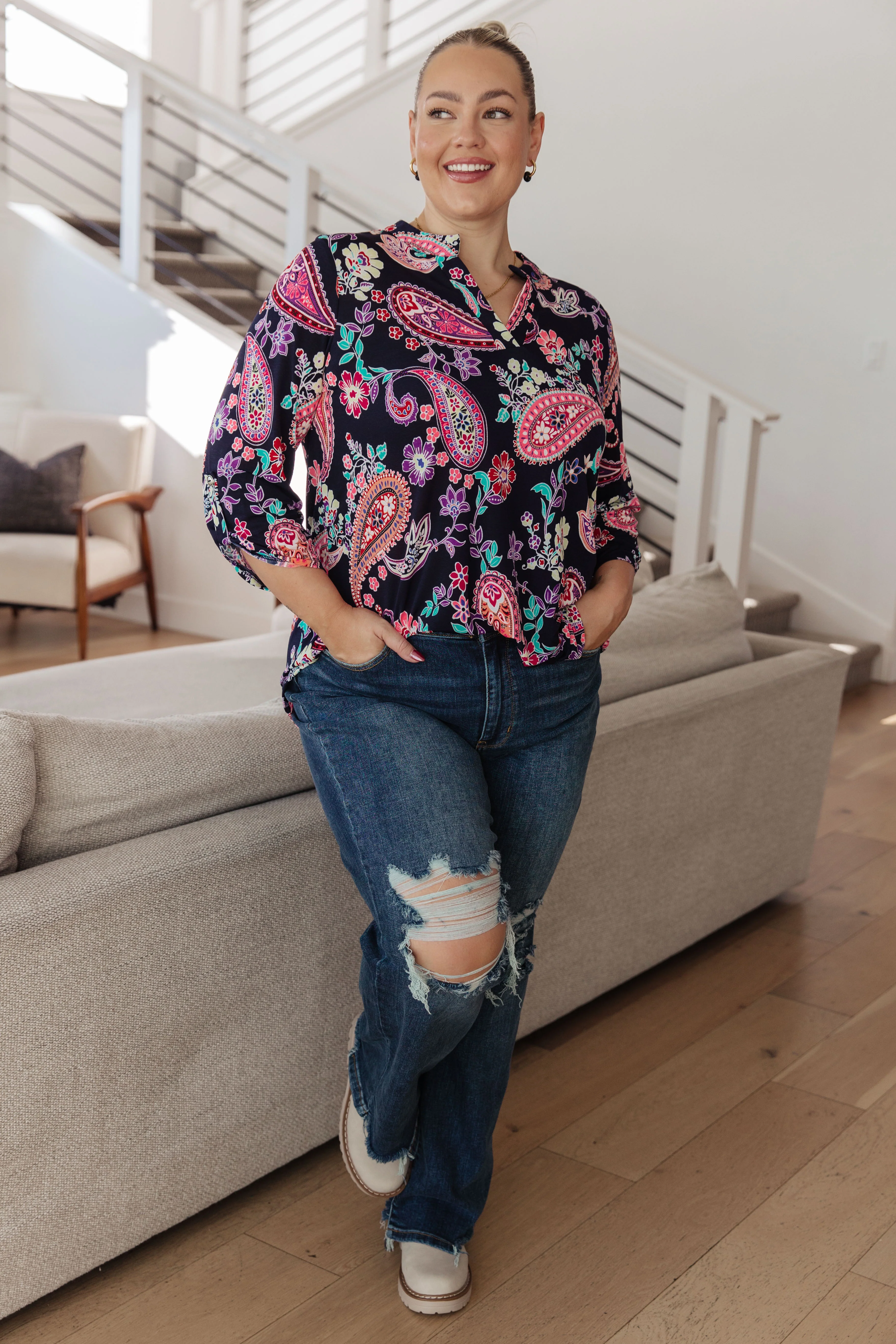 Lizzy Top in Navy Paisley - 12/12/2023 - Image 3