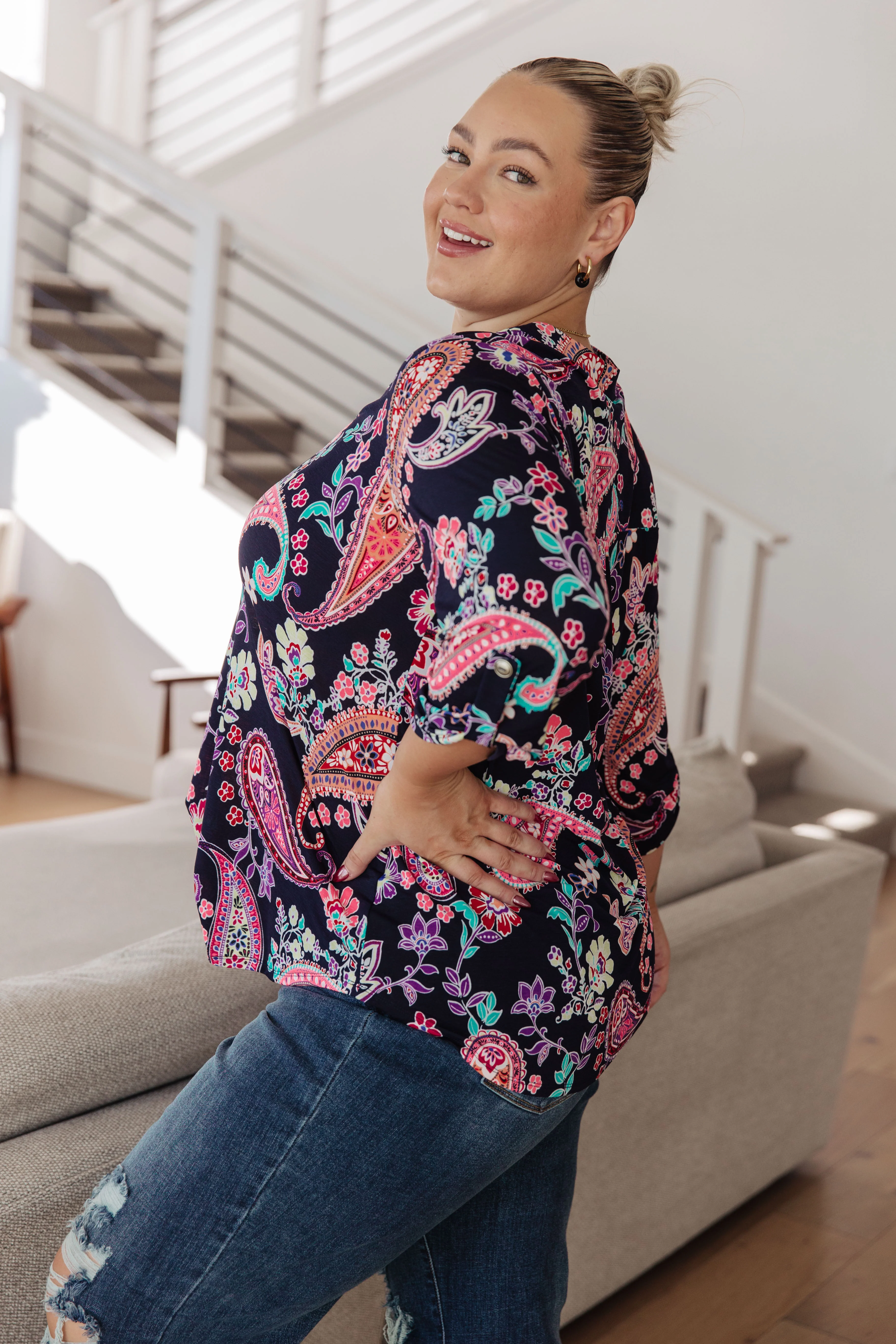 Lizzy Top in Navy Paisley - 12/12/2023 - Image 5