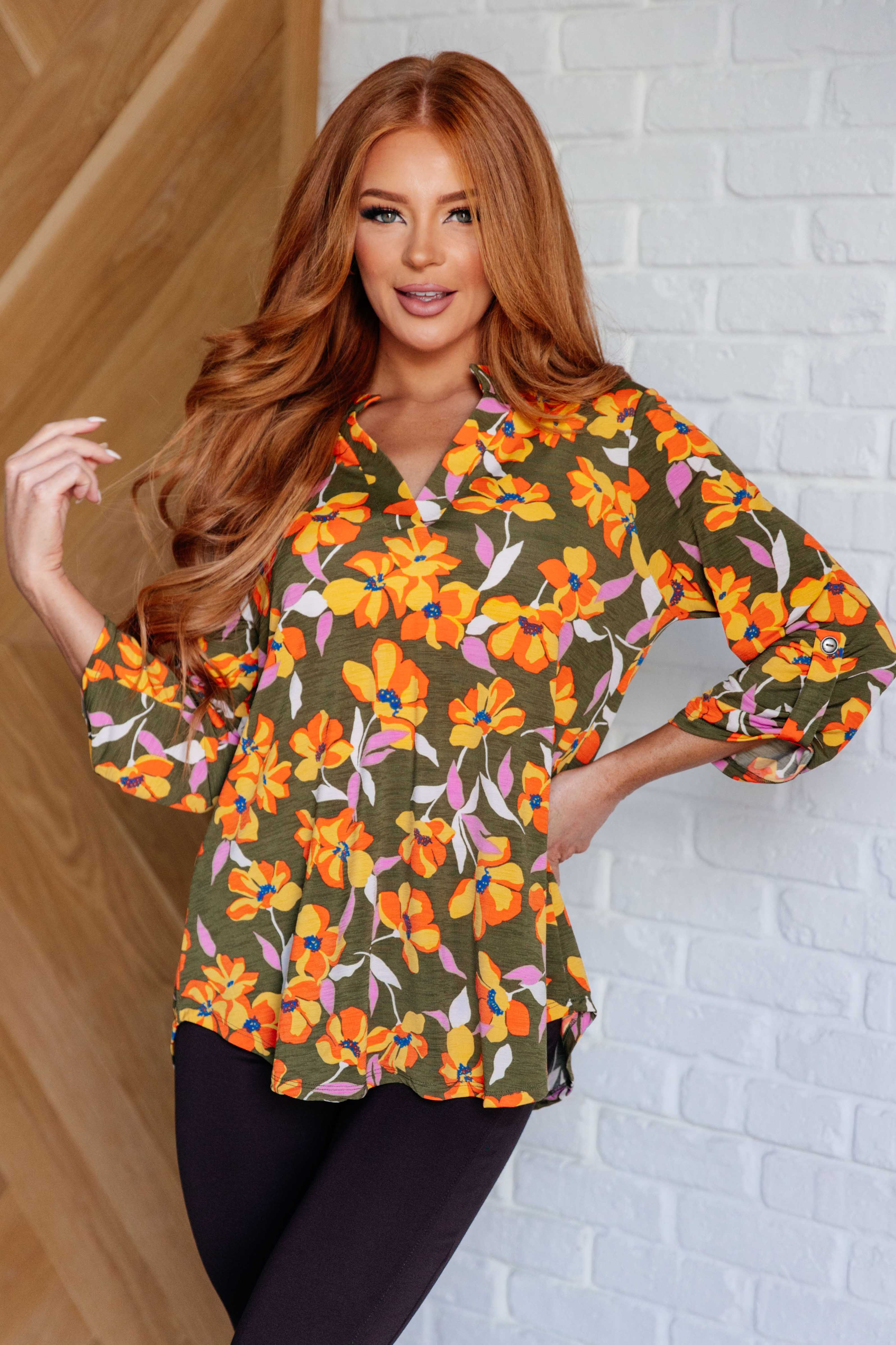 Lizzy Top in Olive and Mustard Floral - 9/12/2024 - Image 2