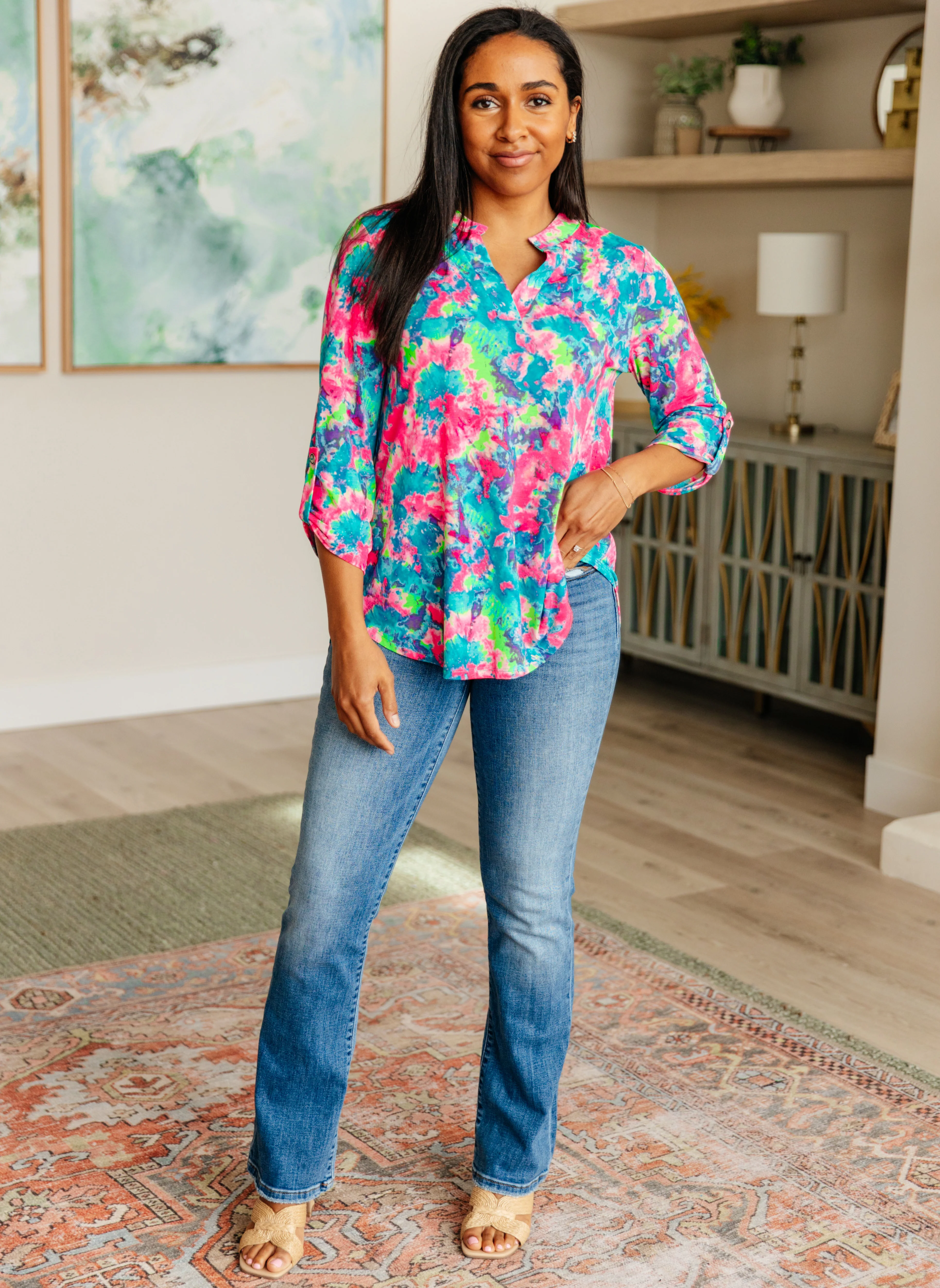 Lizzy Top in Pink and Teal Tie Dye - 4/26/2024 - Image 3