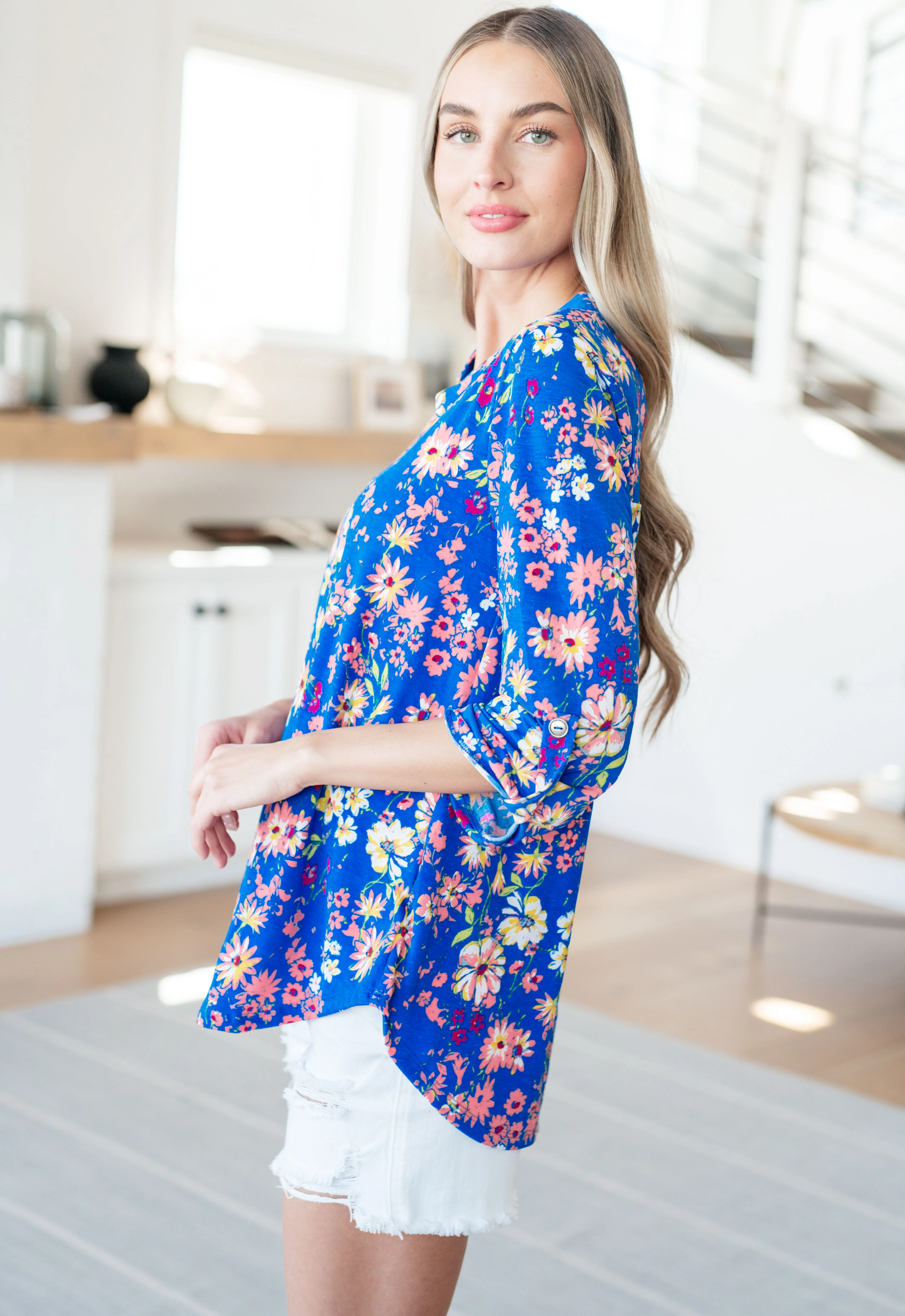 Lizzy Top in Royal and Blush Floral - 5/3/2024 - Image 6