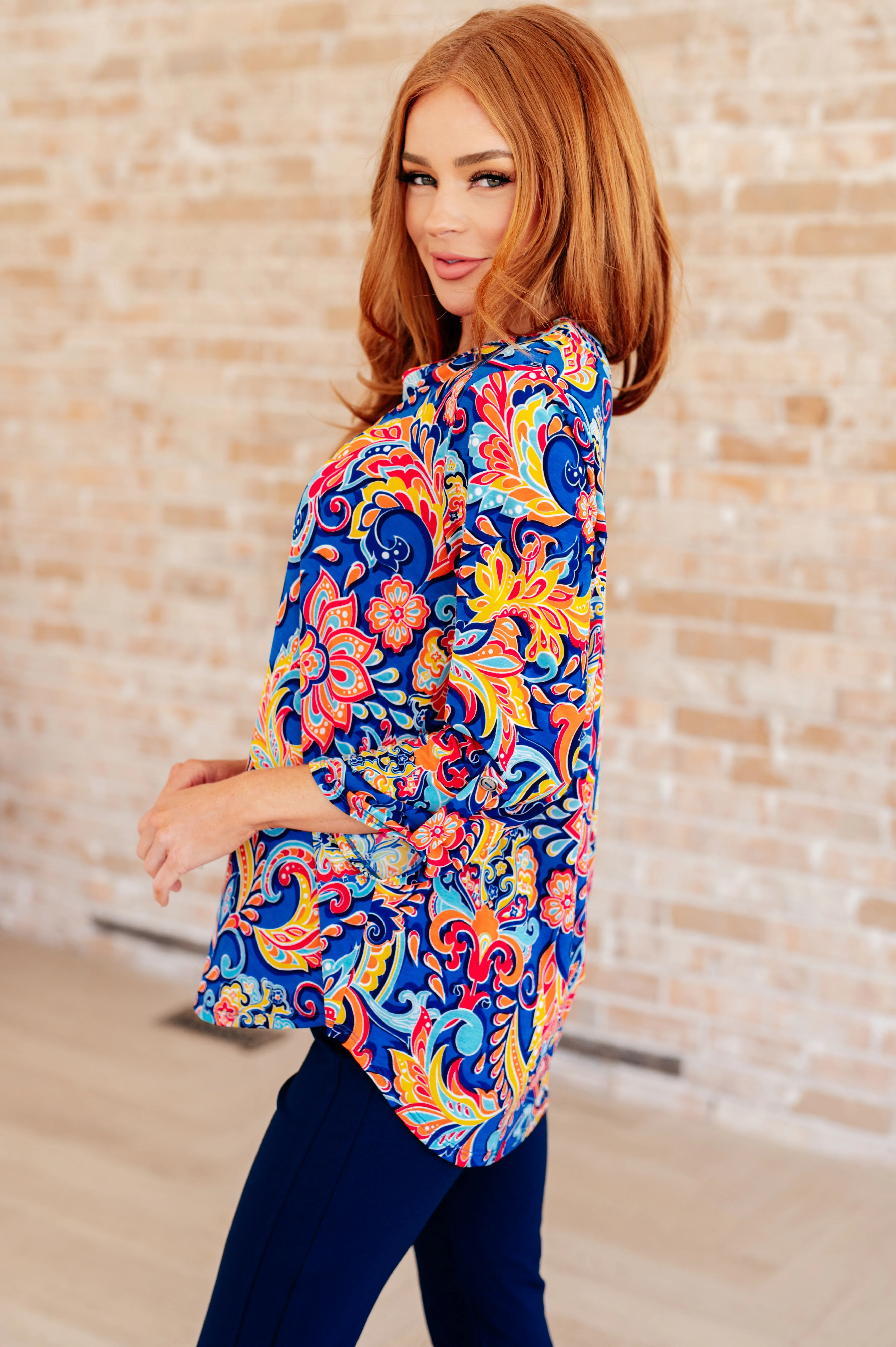 Lizzy Top in Royal and Orange Paisley - 5/24/2024 - Image 6