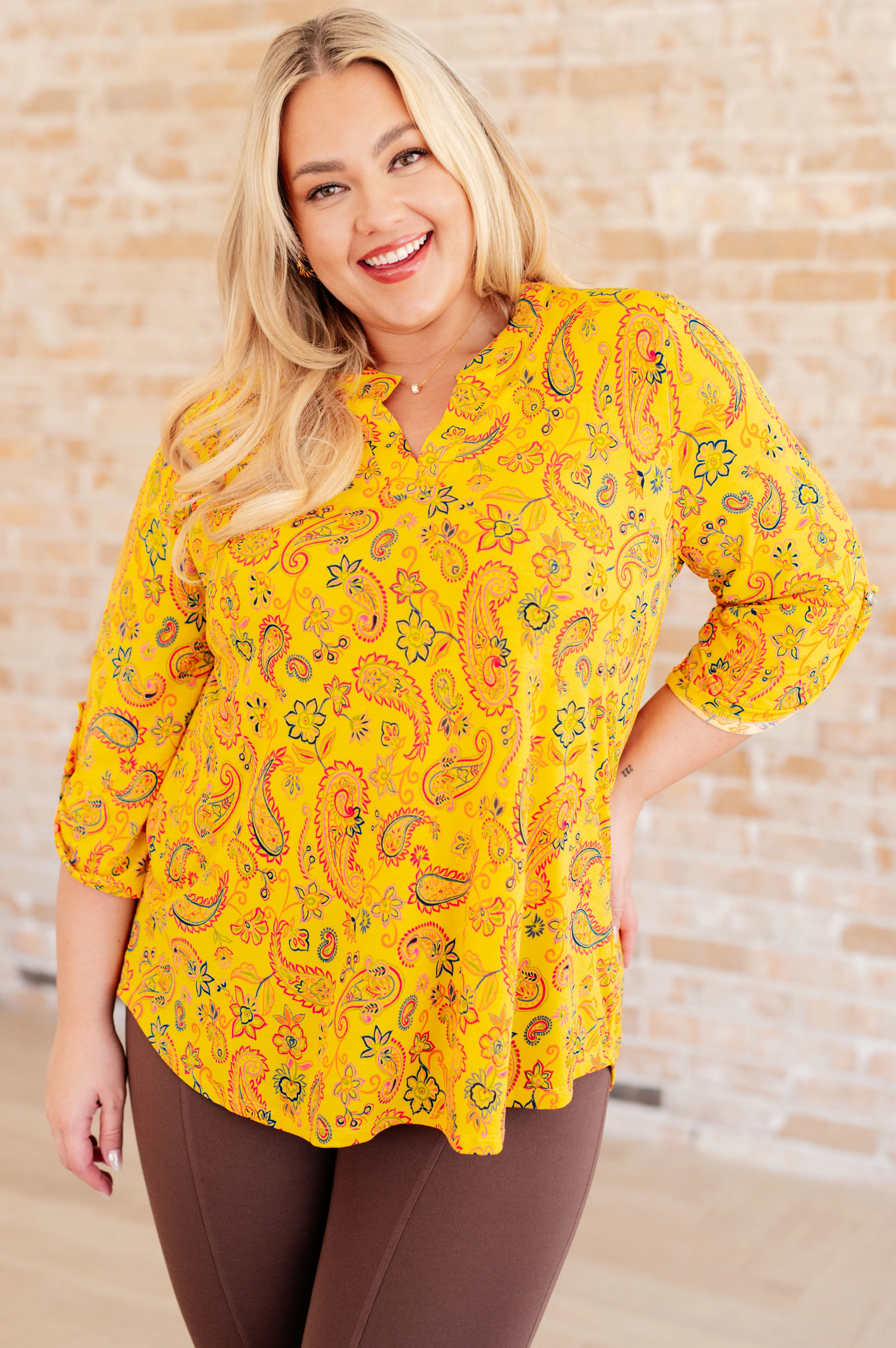Lizzy Top in Yellow and Navy Paisley - 5/24/2024 - Image 2