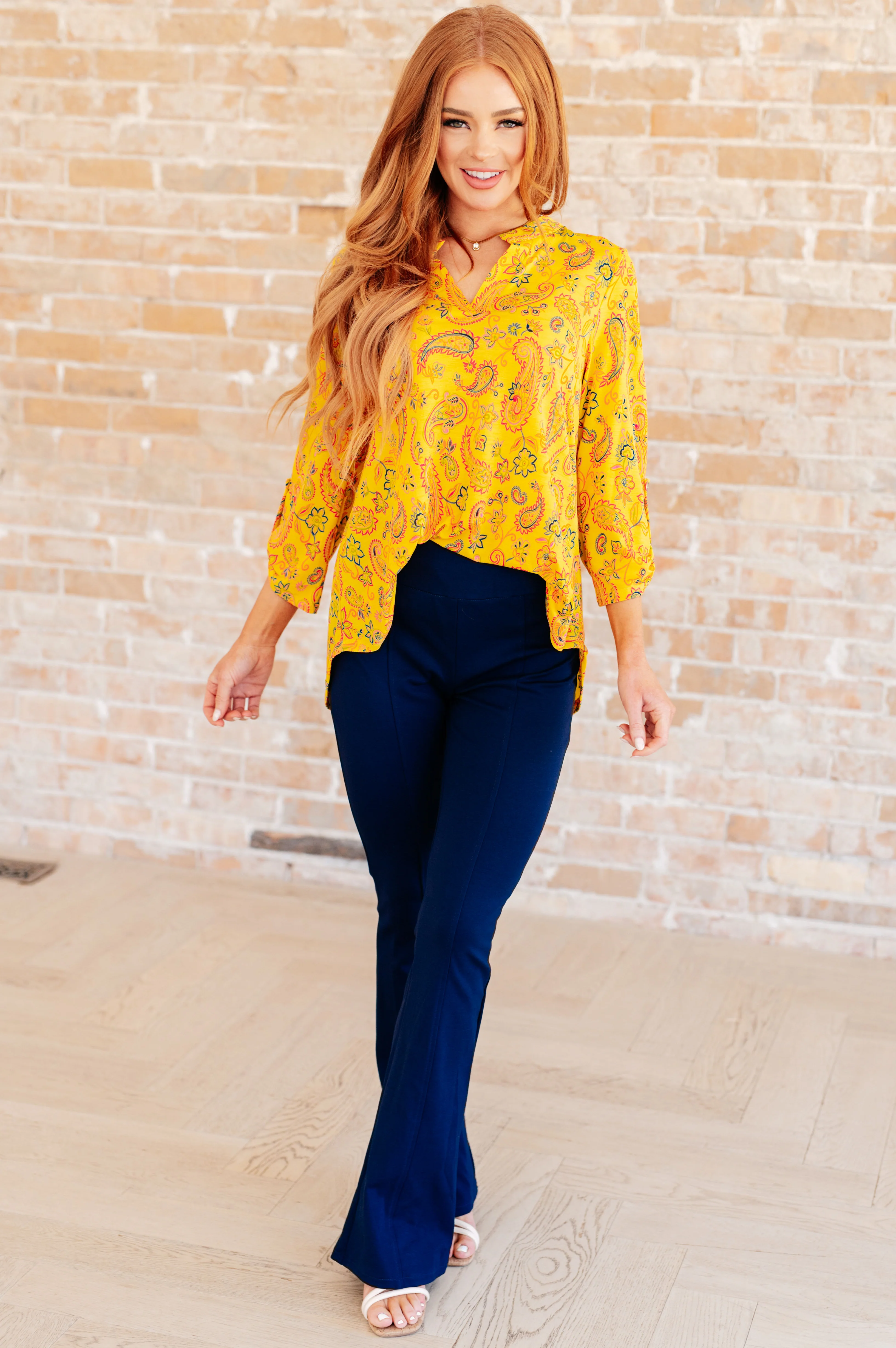 Lizzy Top in Yellow and Navy Paisley - 5/24/2024 - Image 3